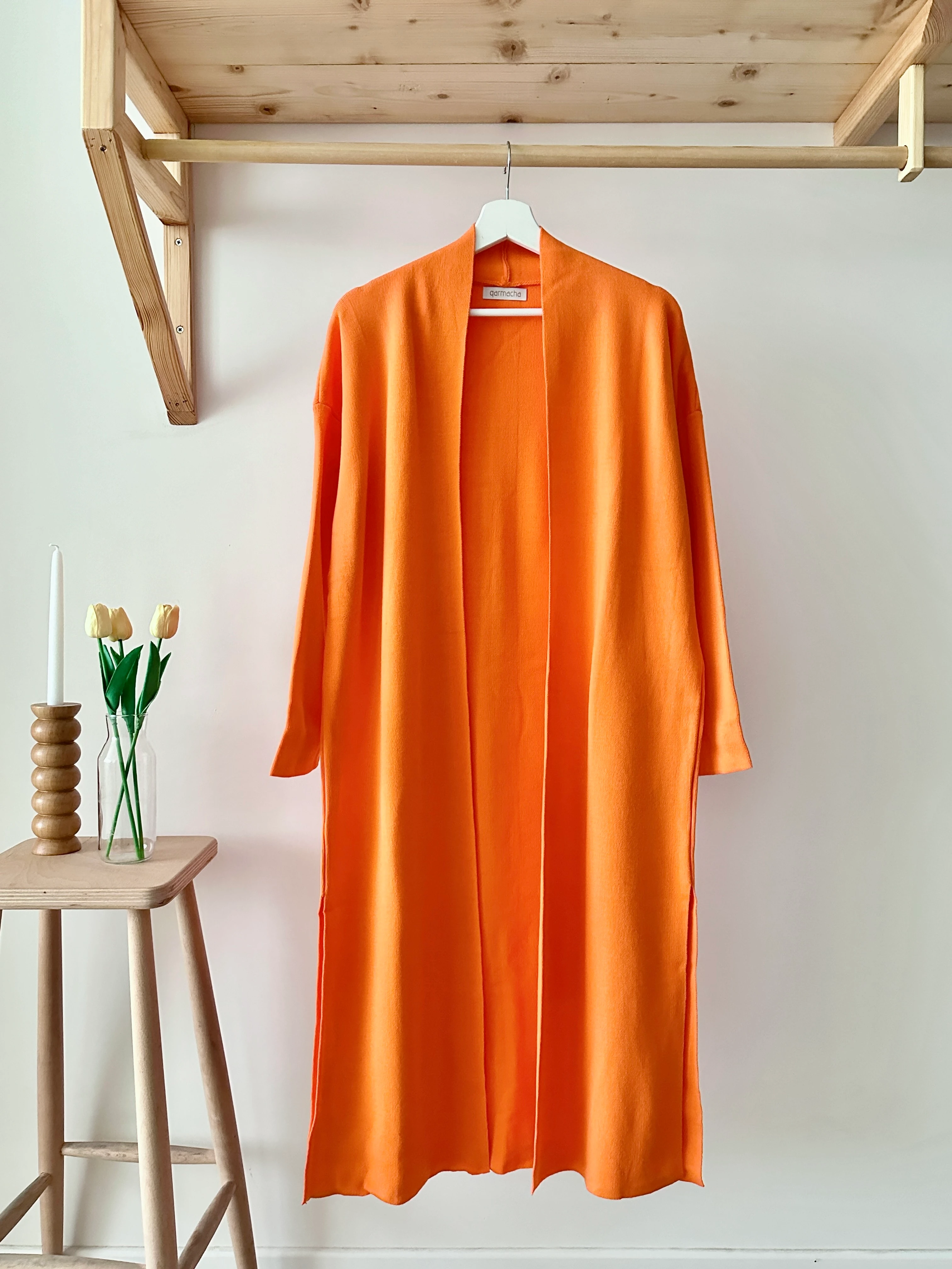 Uzun Salaş Triko Hırka - Turuncu