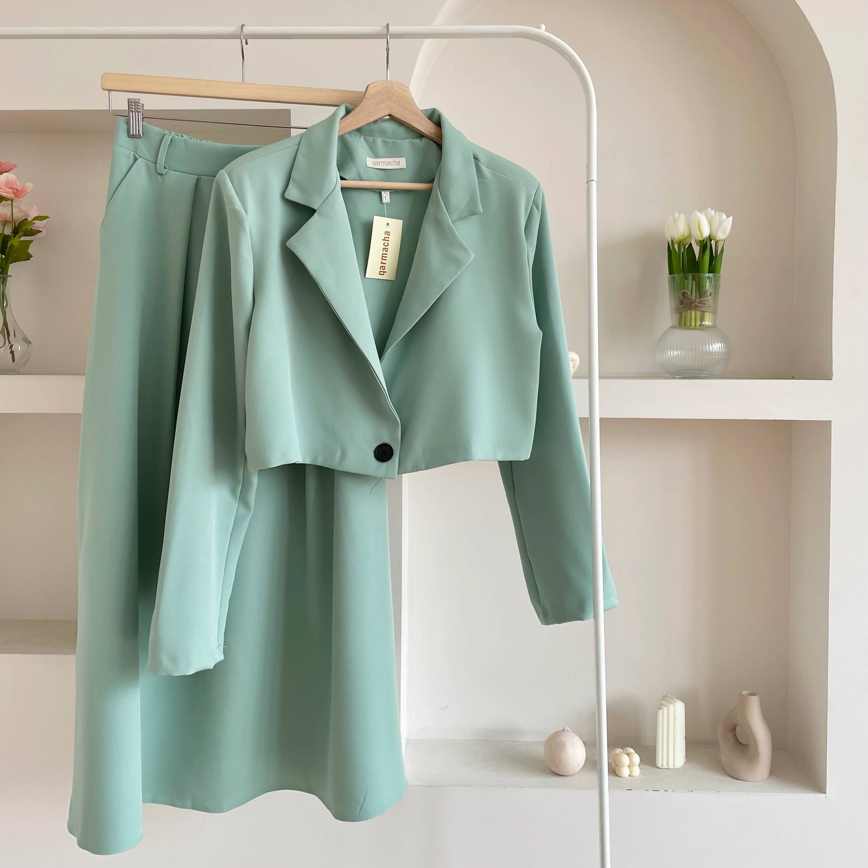 Mini Ceketli Takım - Açık Mint Yeşili