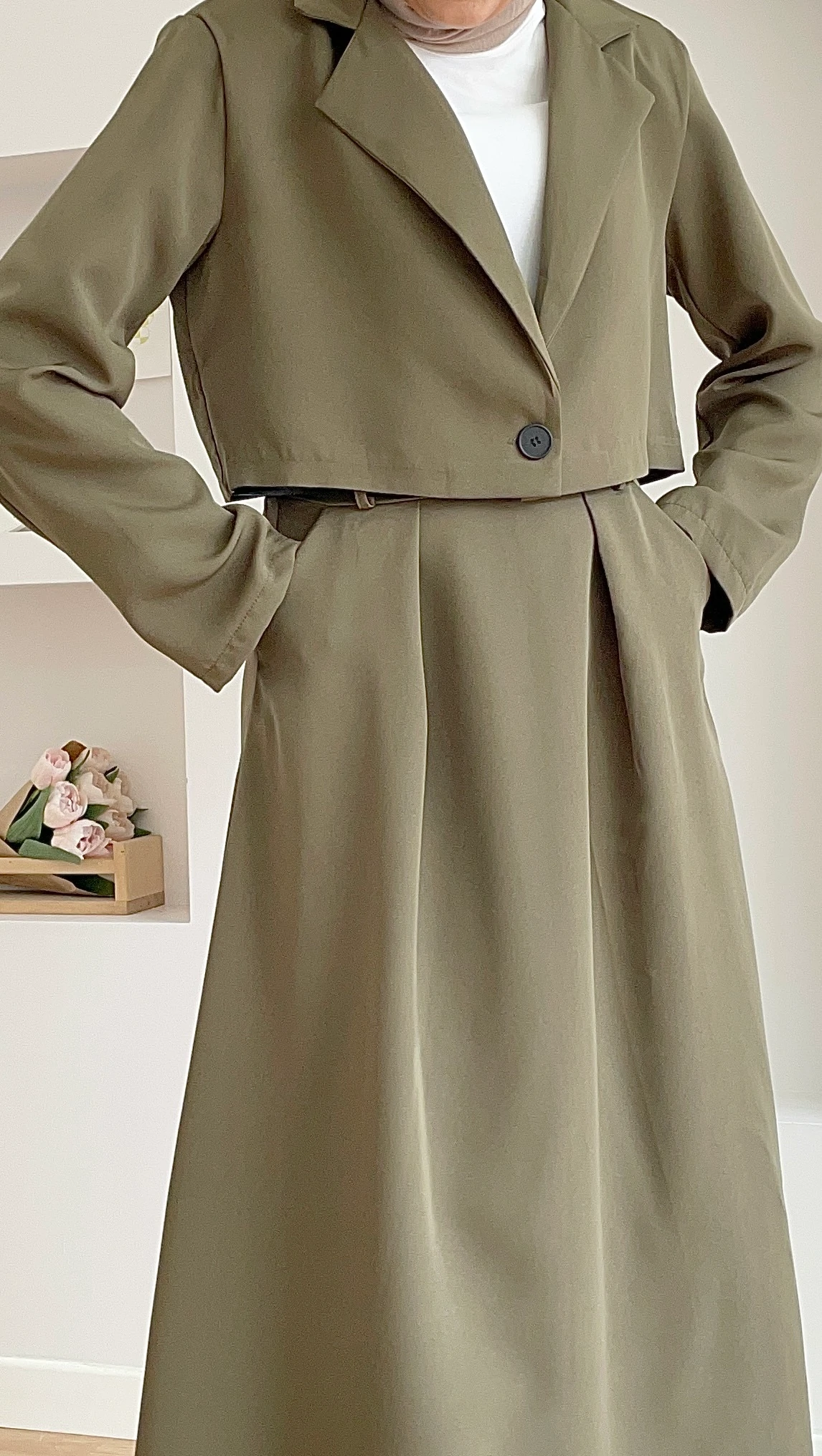 Mini Ceketli Takım - Haki