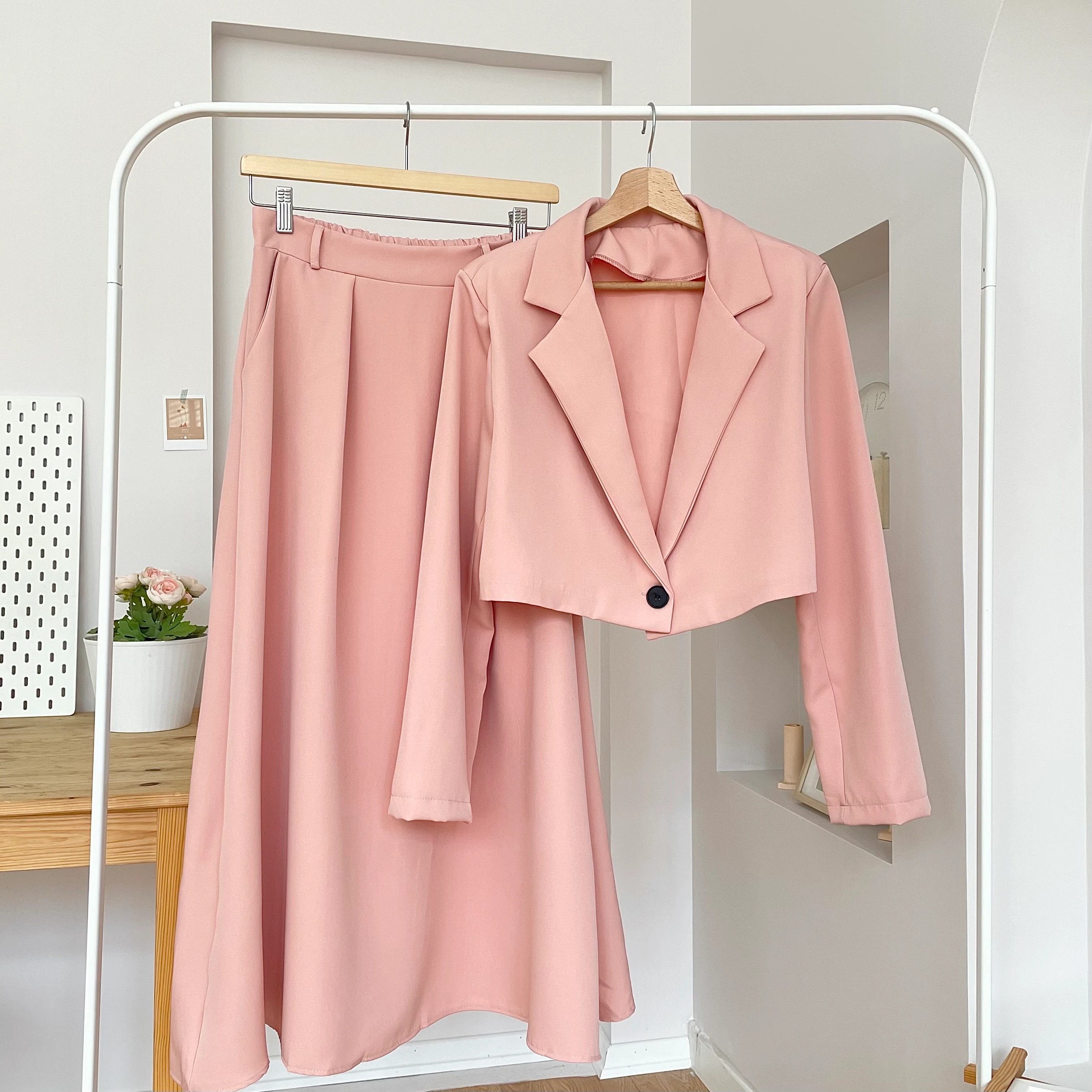 Mini Ceketli Takım - Toz Pembe