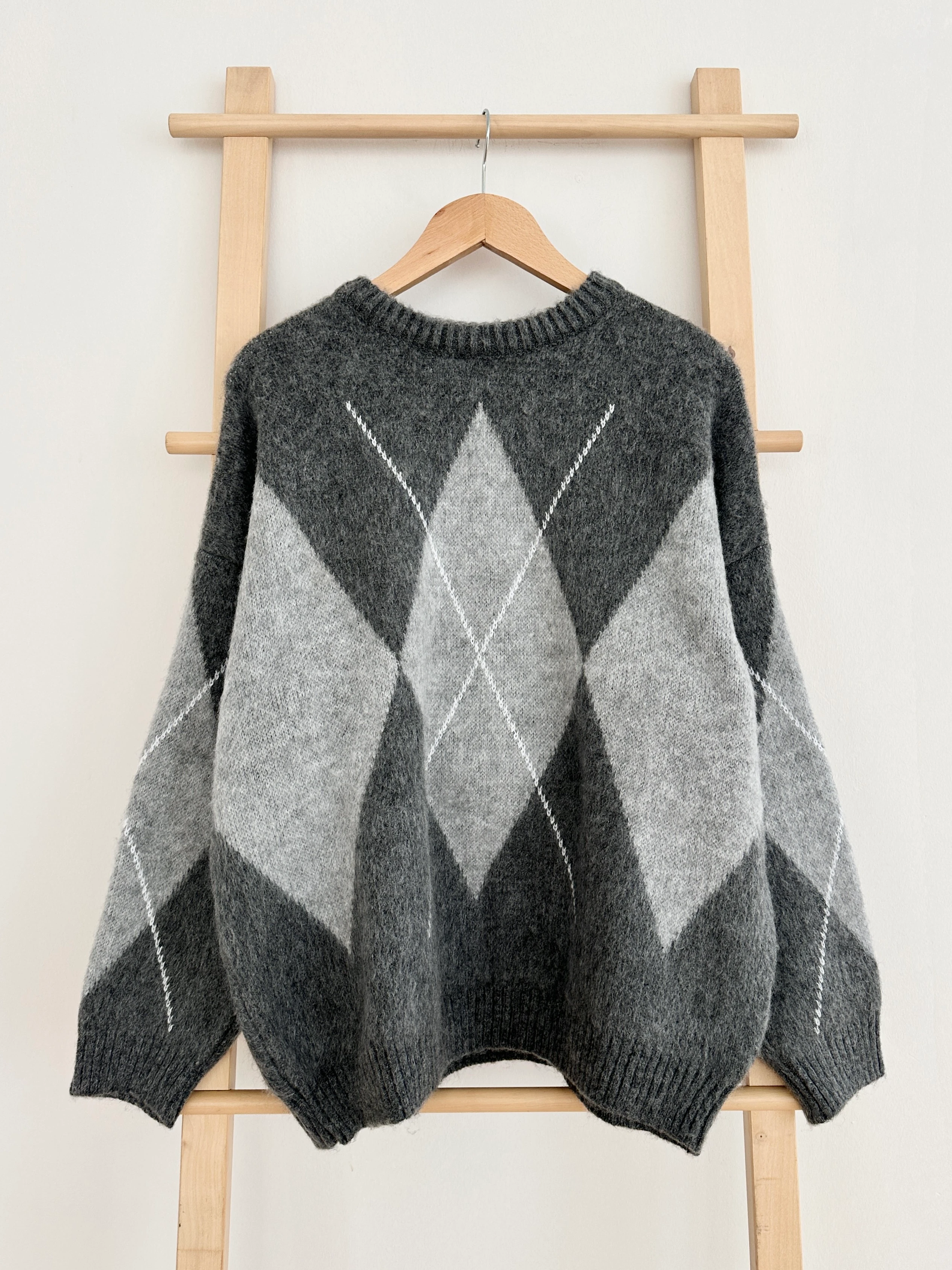 Baklava Desenli Yumoş Kazak - Gri