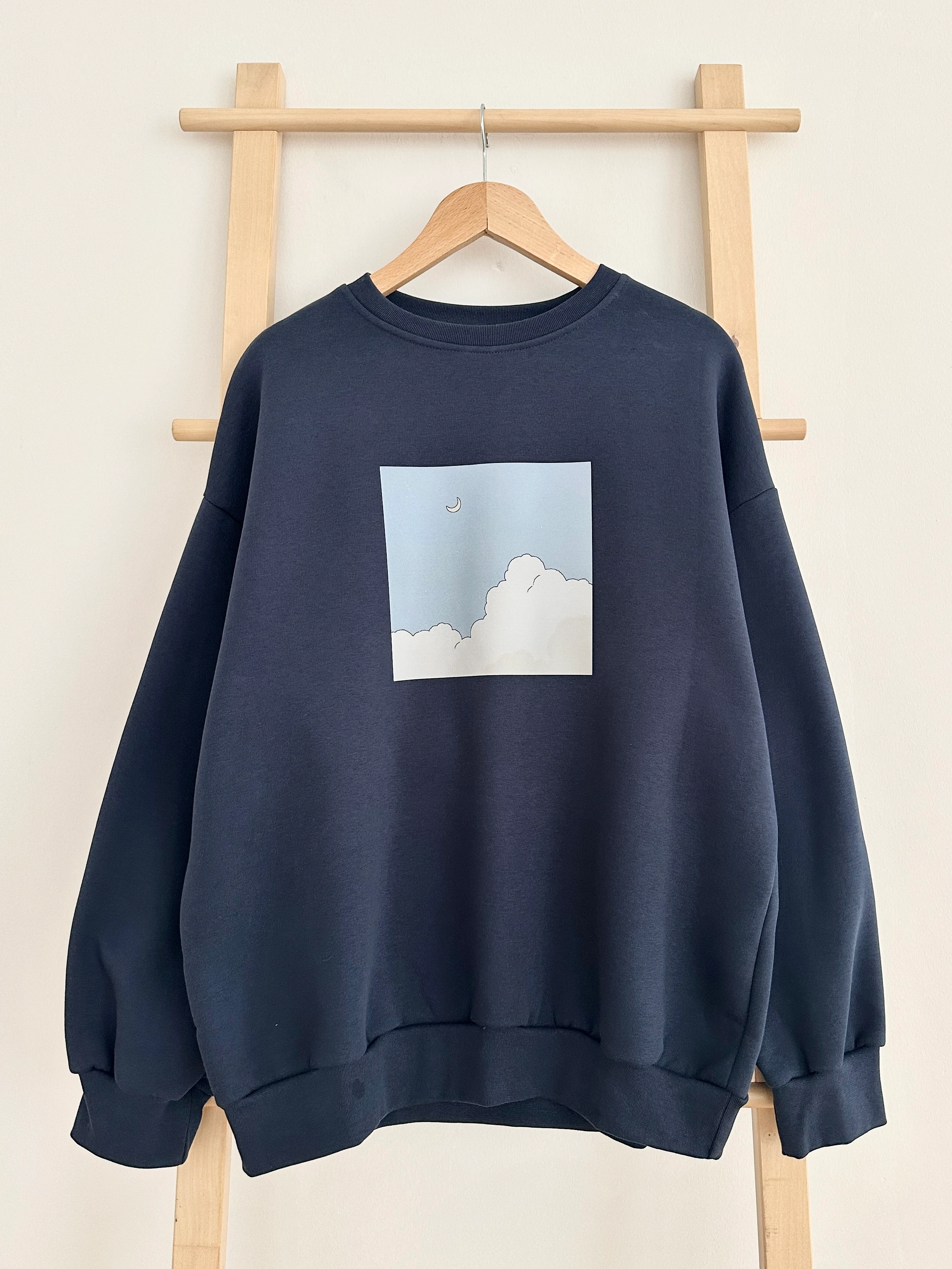 Baskılı 3 İplik Sweat - Lacivert