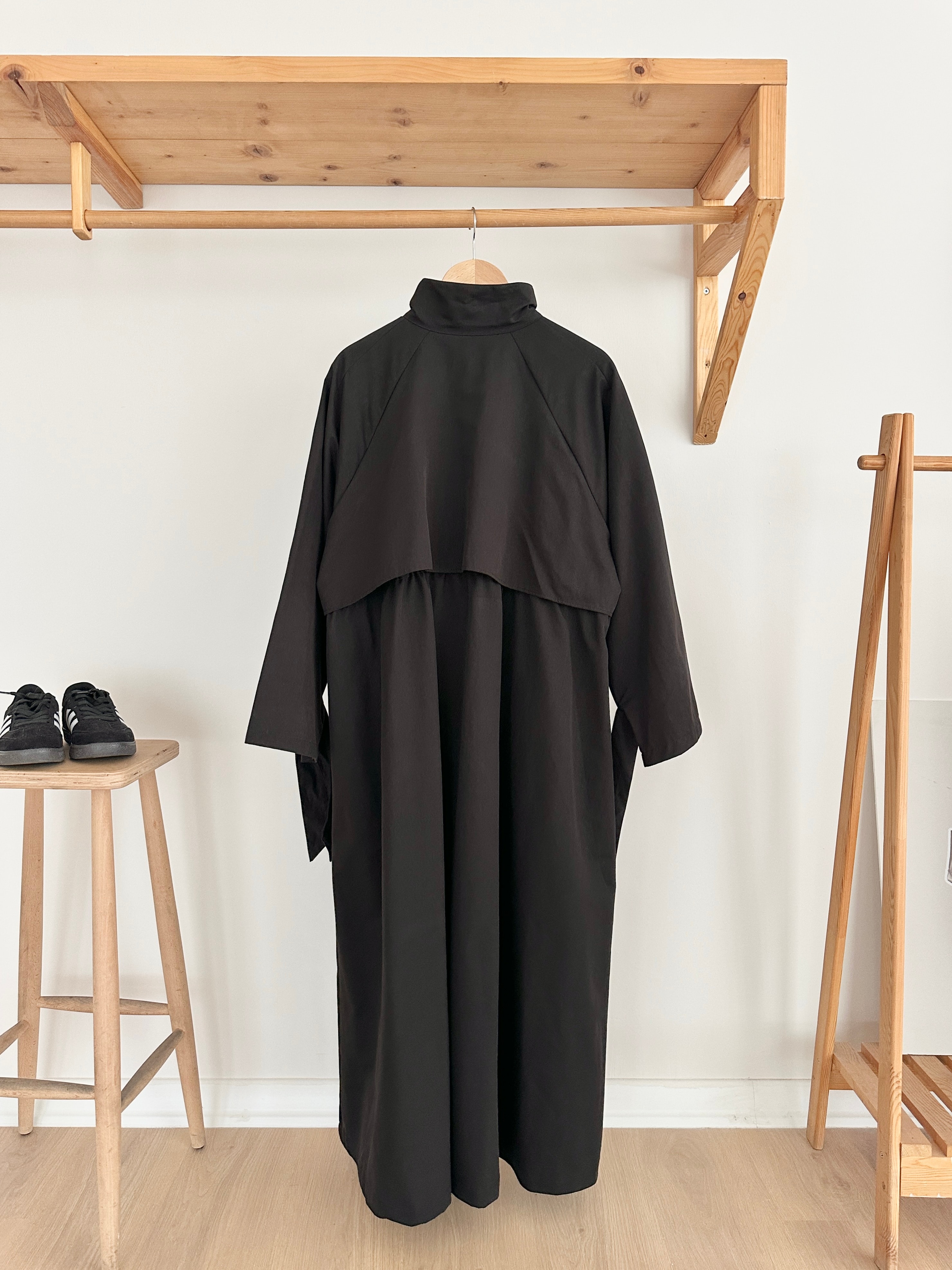 Biye Detaylı Trençkot - Siyah