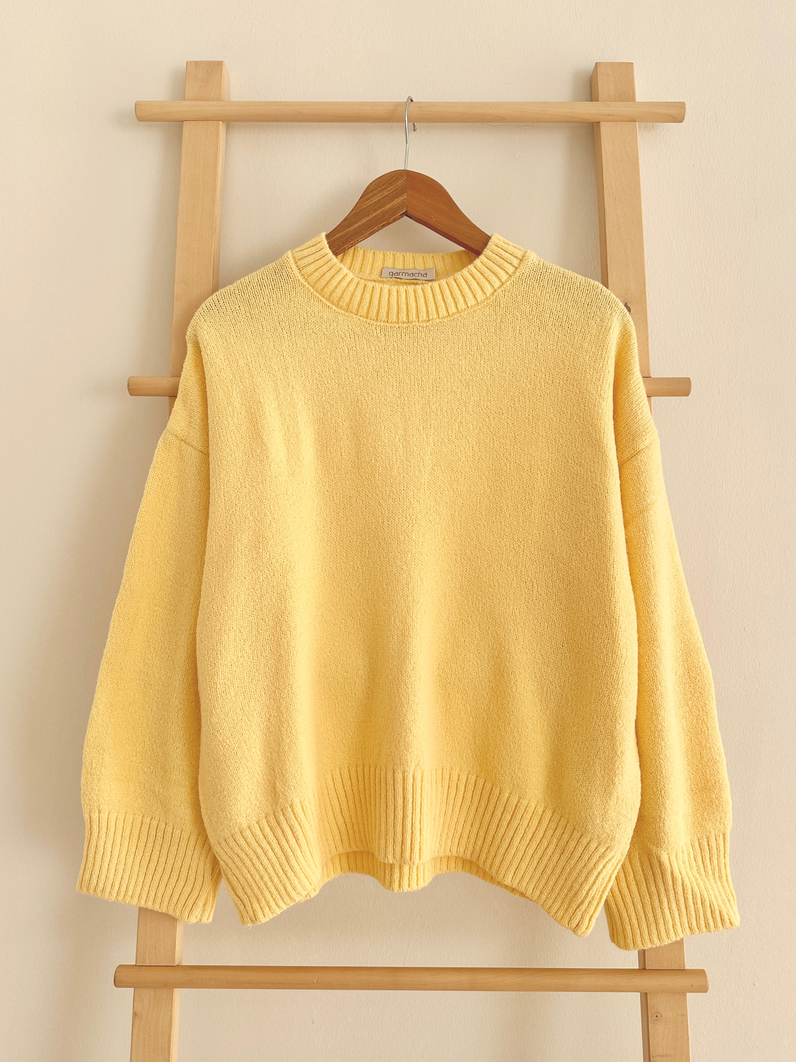 Bisiklet Yaka Fitilli Kazak - Limon Sarısı