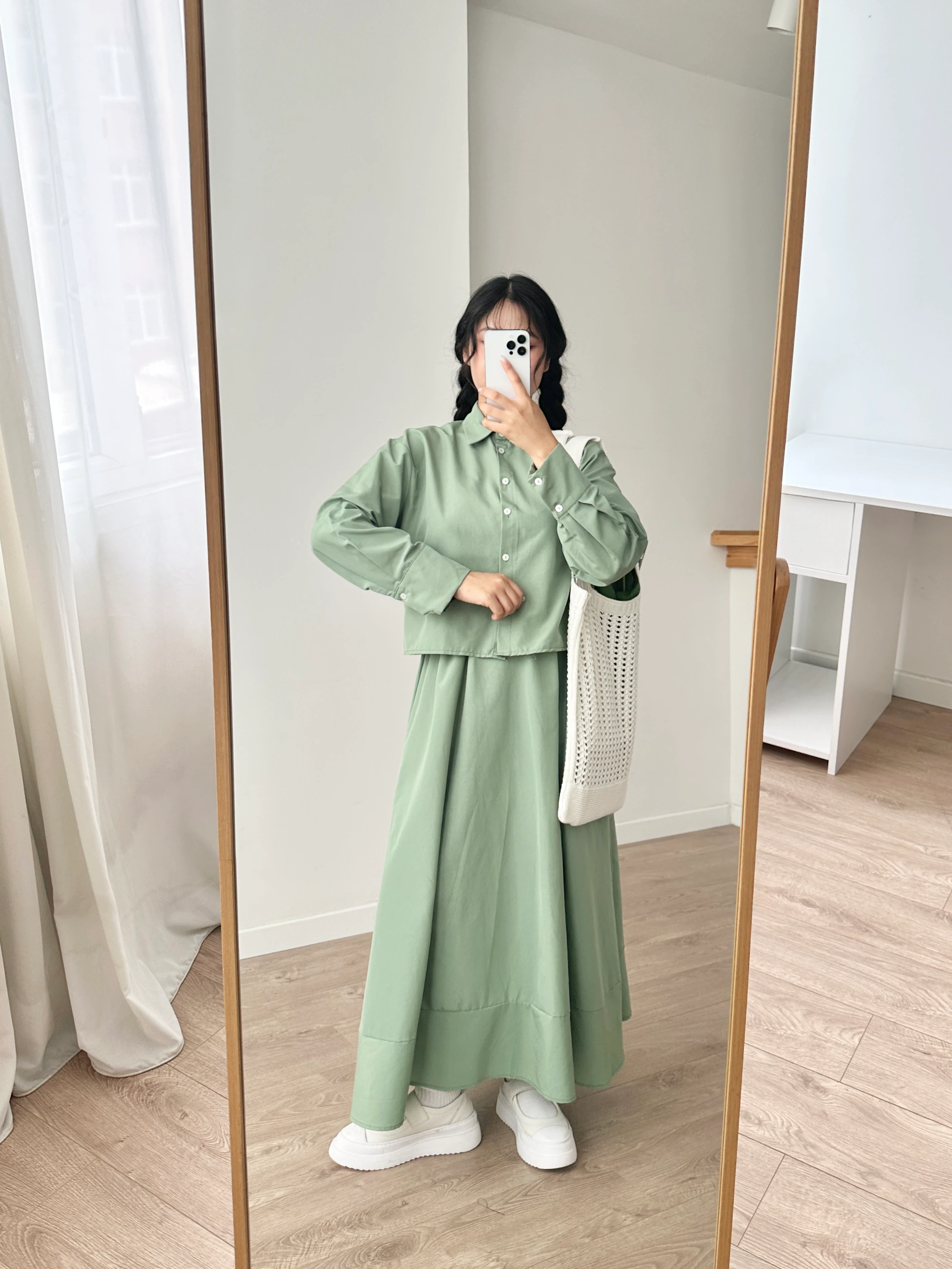 İnce Crop Gömlek & Etek Takım