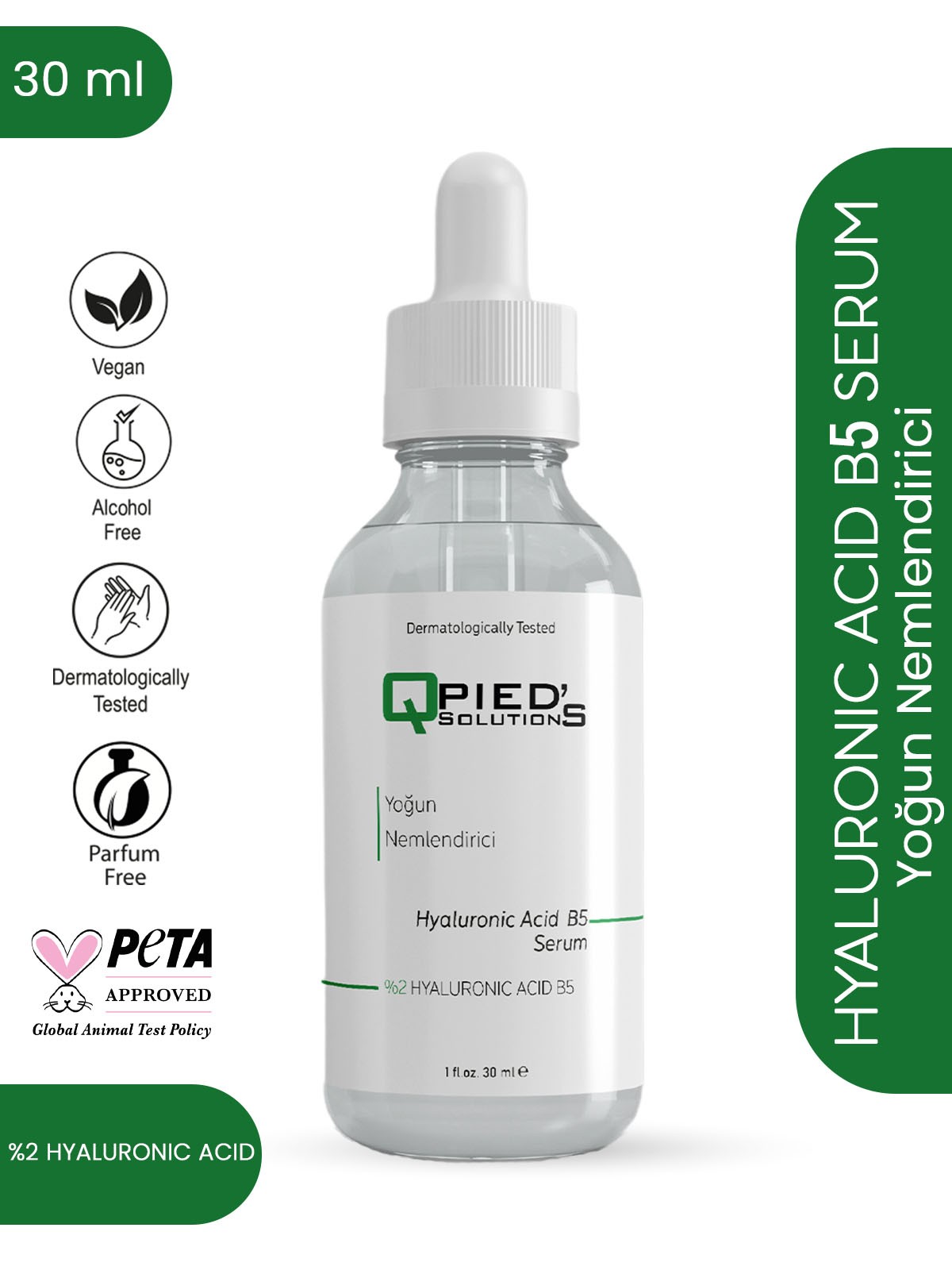 Qpied's Solutions Yoğun Nemlendirici Serum Hyaluronic Acid 2% B5 30 ml