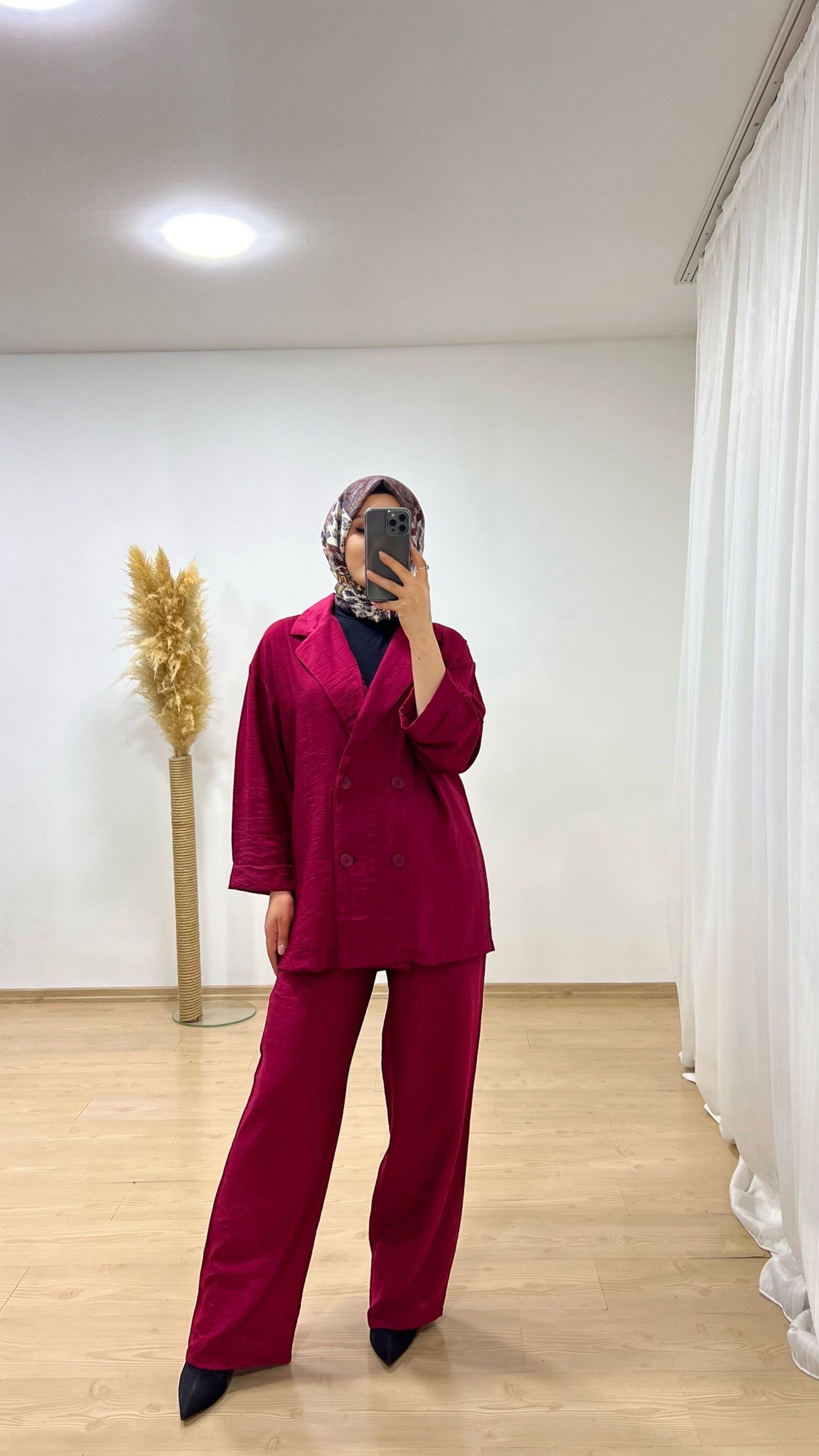Lily Muadil Ceketli Takım - BORDO
