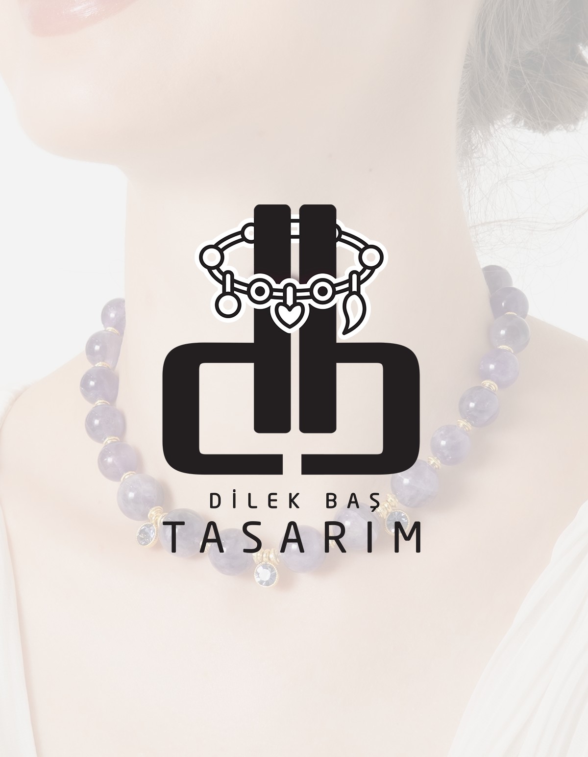 Ametist Taşlı Gold Detaylı Kolye