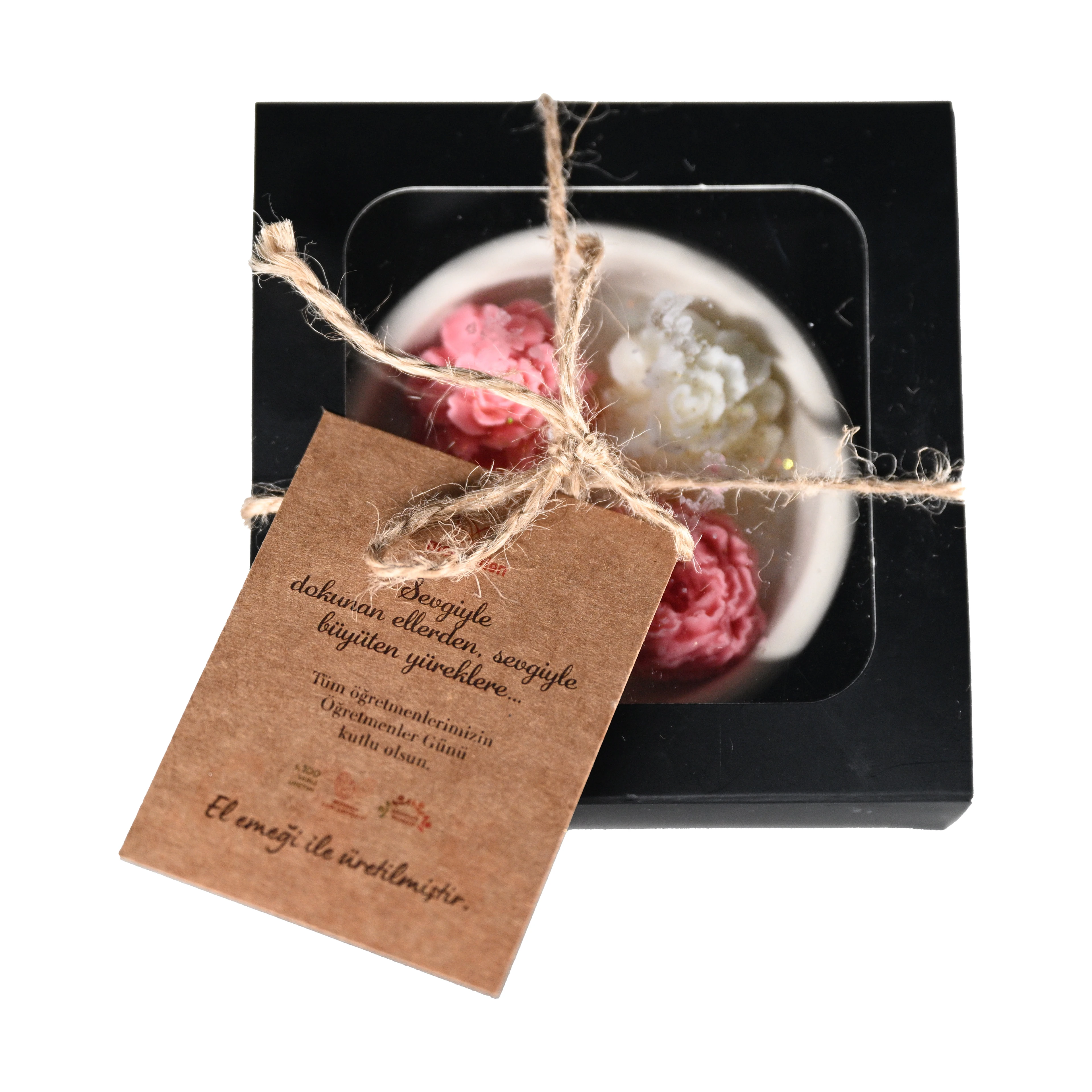 Seramikte Yasemin Çiçeği Buketi  Kokulu Mum ( Beyaz Düş Mum )