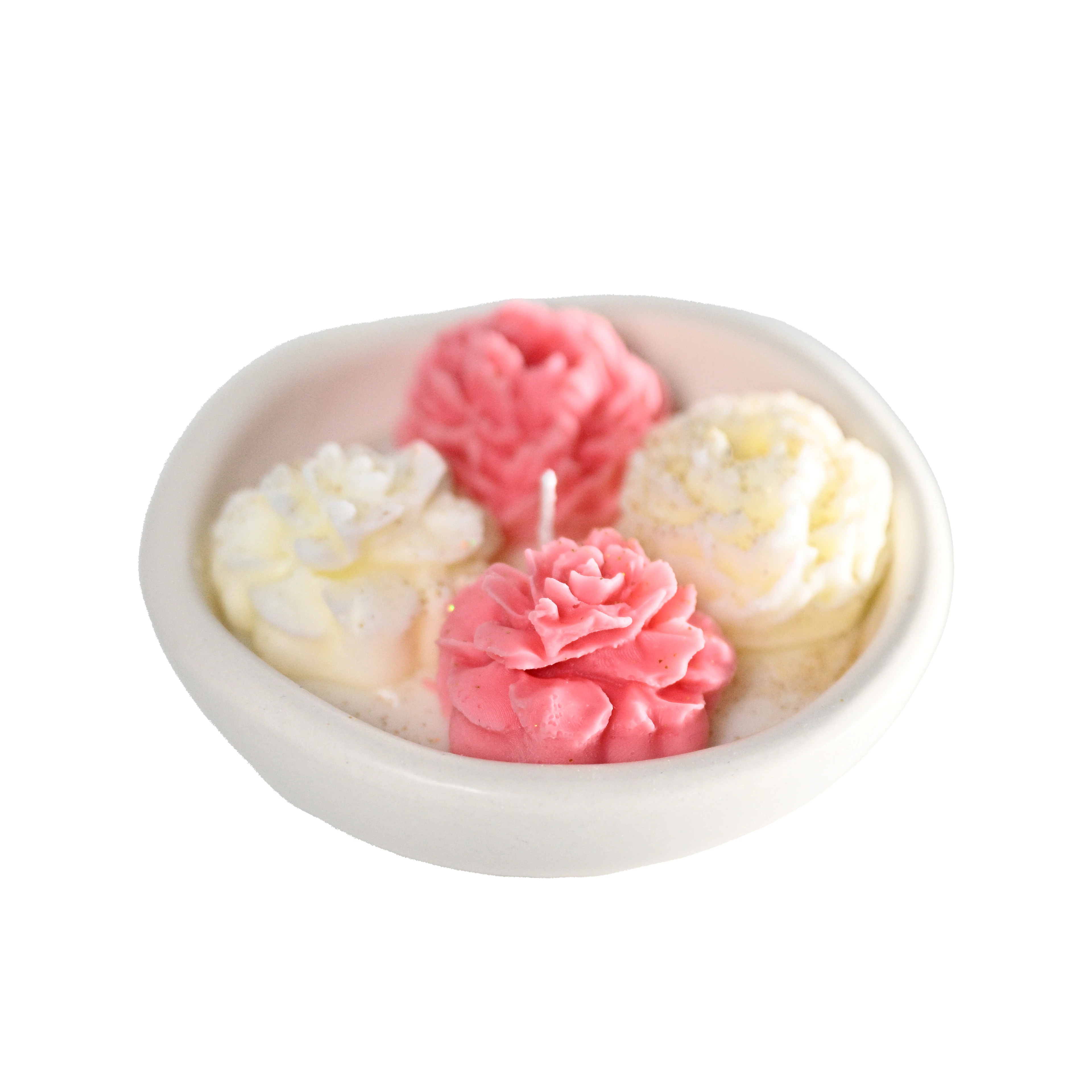 Seramikte Yasemin Çiçeği Buketi  Kokulu Mum ( Beyaz Düş Mum )