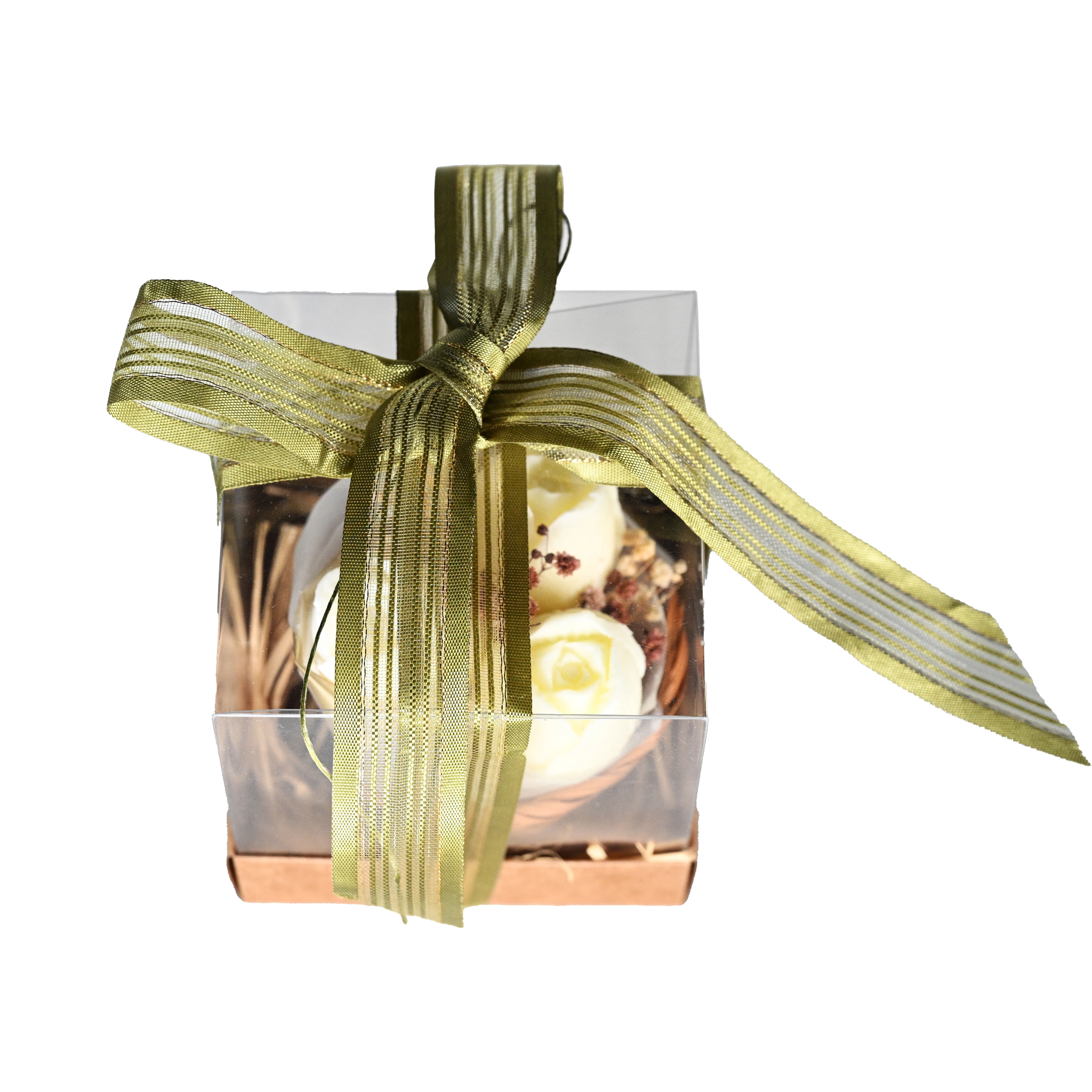 Sepetli Çiçek  Buketi  Mum ( BEYAZ DÜŞ MUM