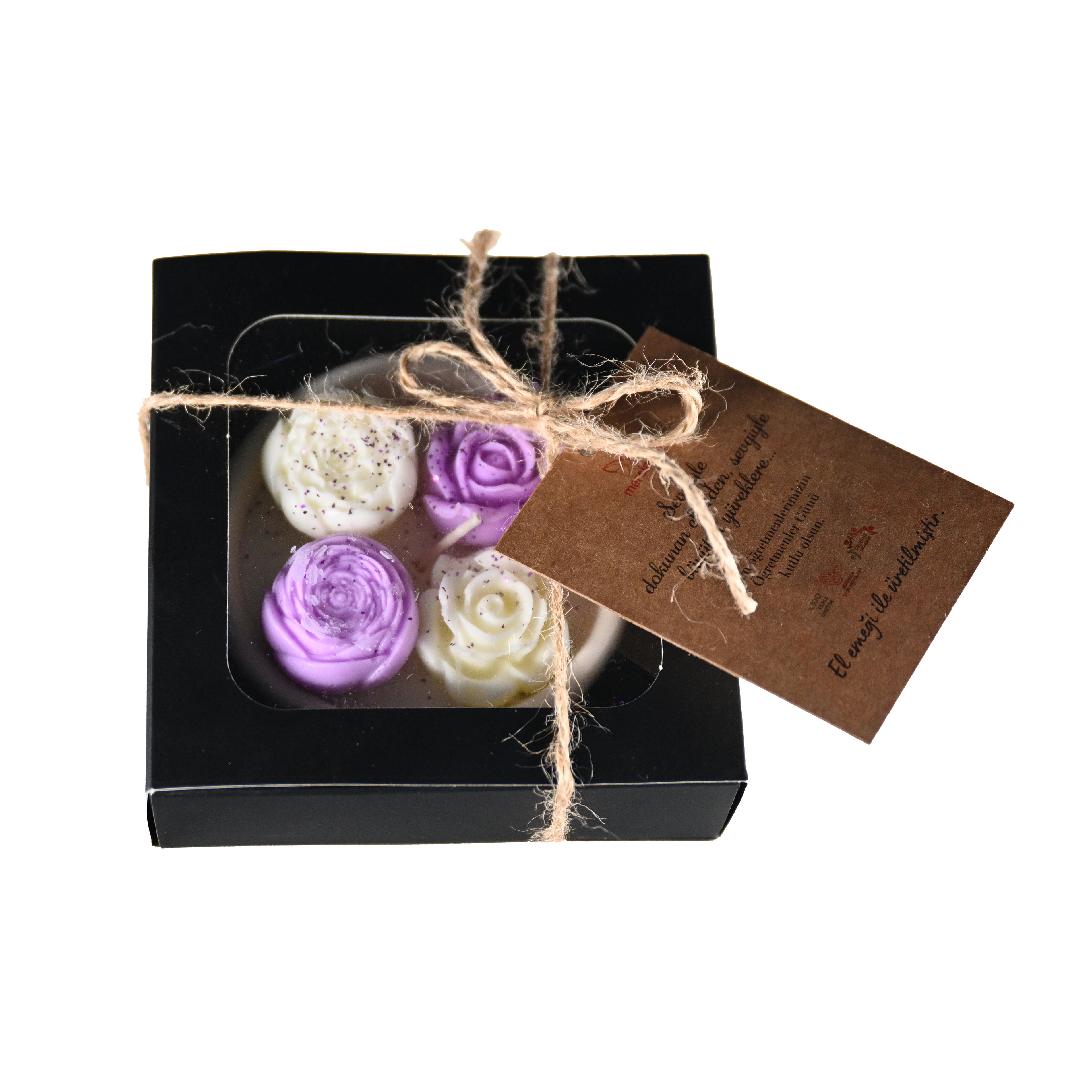  Seramikte Lavantalı Çiçek Buketi Mum ( Lavanta Zarafeti )