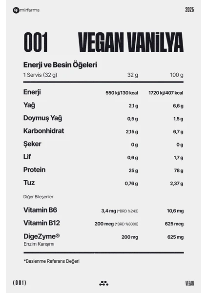 Vegan Protein 15 Servis (Vanilya & Karamel Aromalı)
