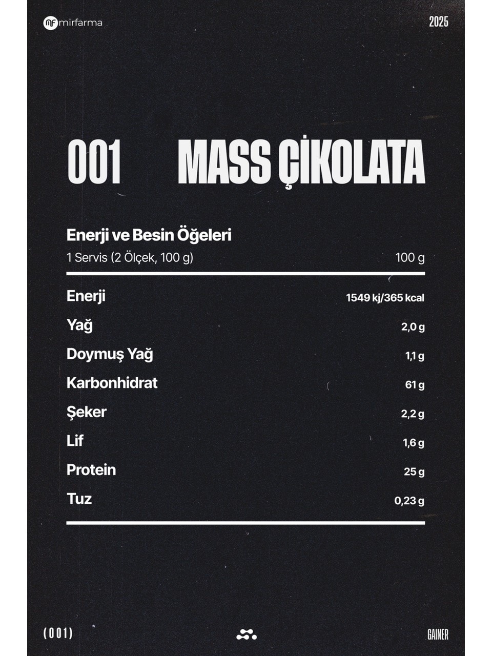 Mass Gainer 30 Servis (Çikolata Aromalı)