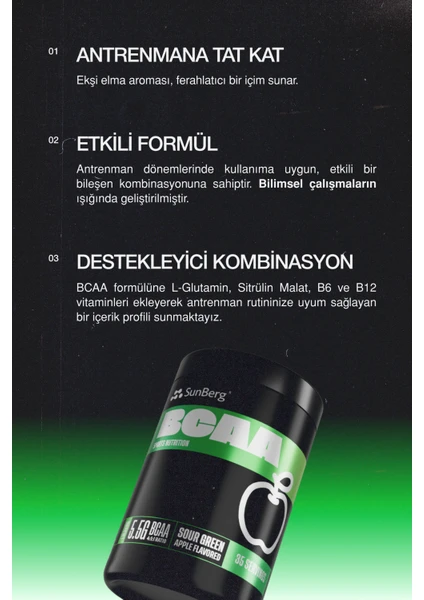 BCAA 35 Servis (Yeşil Elma Aromalı)
