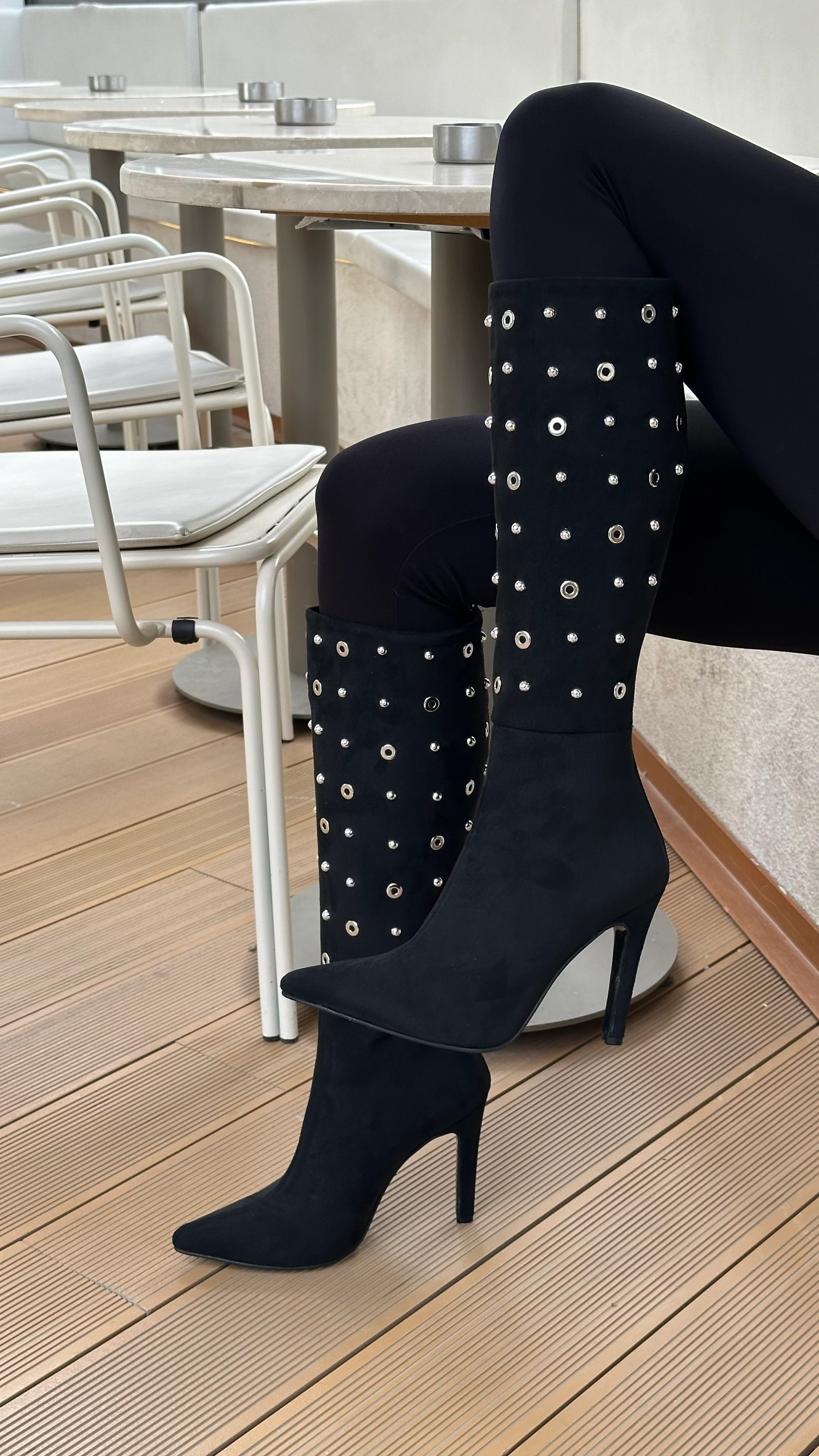 Jolie Süet Zımba Detaylı Topuklu çizme