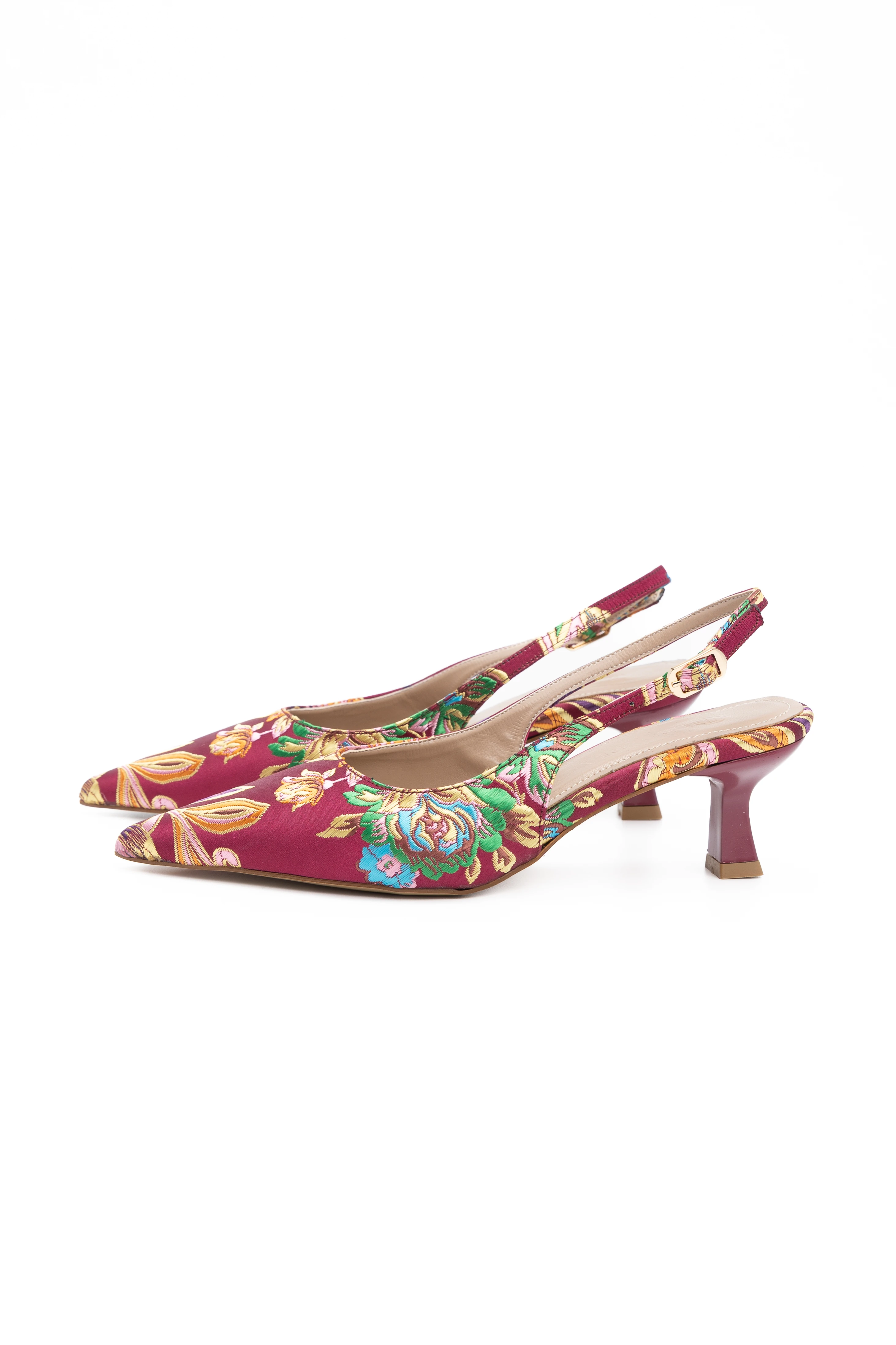 Valley Etnik Desen Kısa Topuklu Ayakkabı