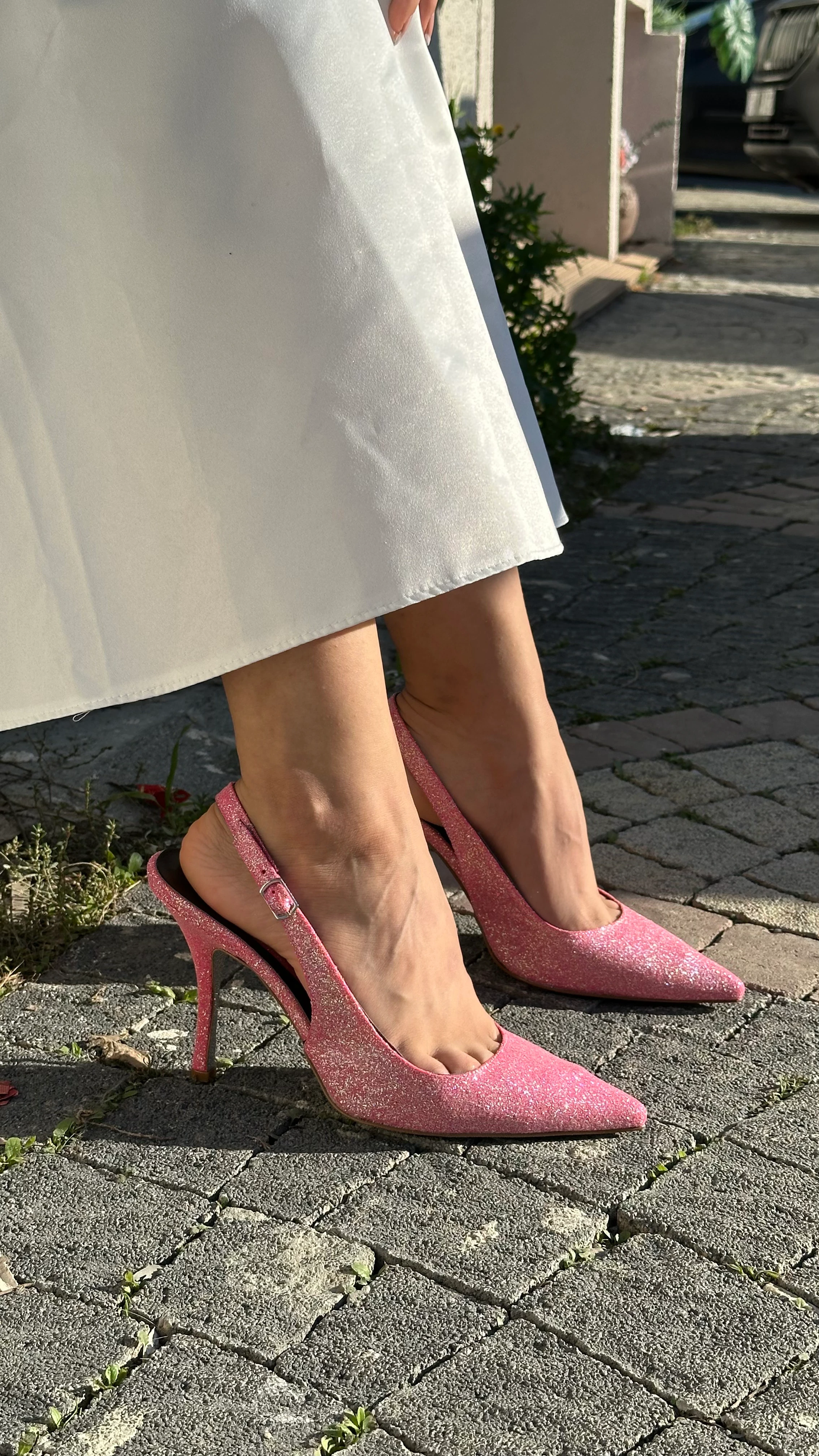 Sinderella Simli Topuklu Ayakkabı - Pembe