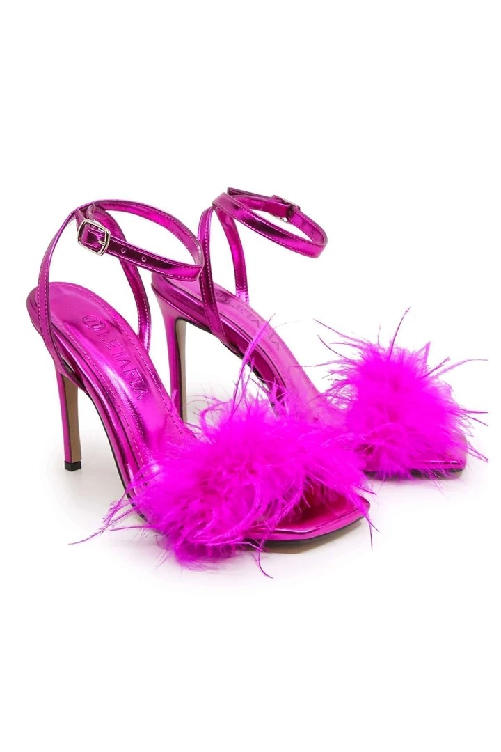 Diva Tüylü Stiletto Fuşya