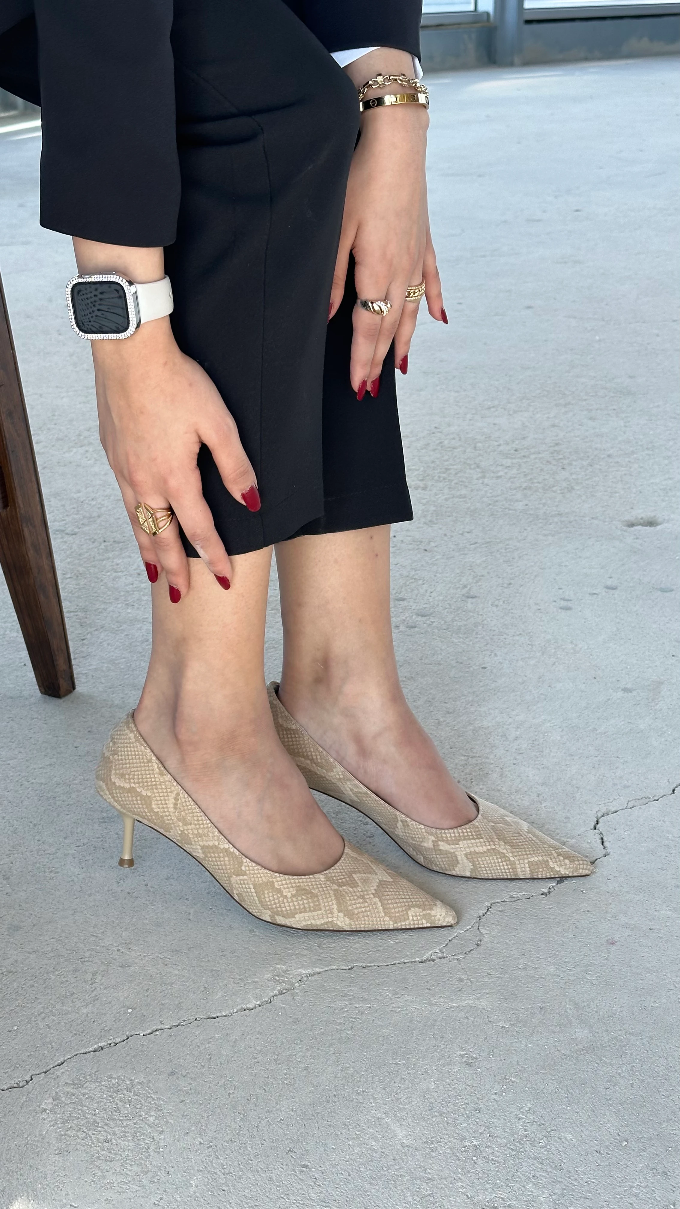 Tanya Süet Kısa Topuklu Ayakkabı