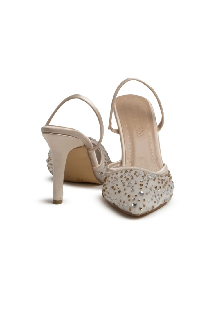 Tiana Bej Taşlı Topuklu Ayakkabı