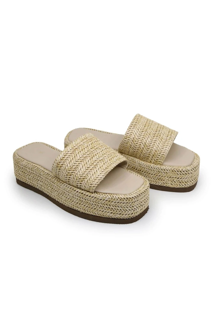 Elvina Hasır Dolgu Topuklu Terlik