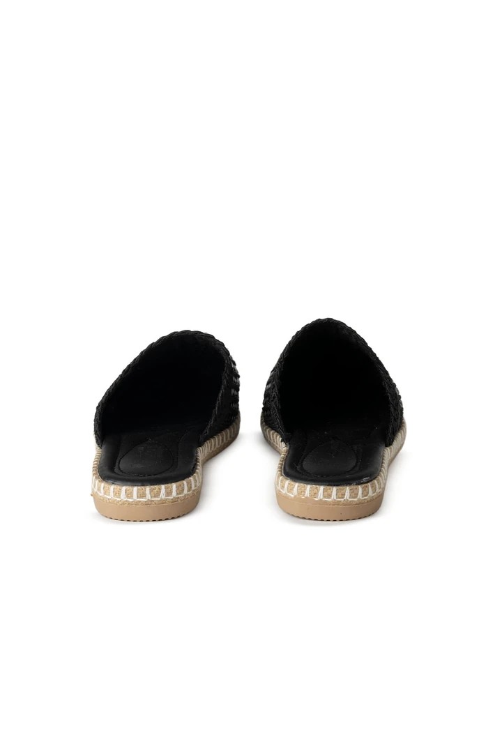Pera Taşlı Siyah Espadril Terlik