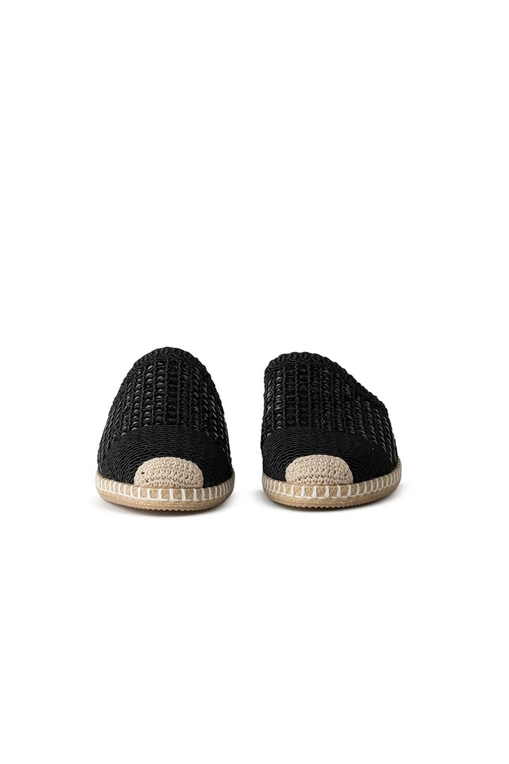 Pera Taşlı Siyah Espadril Terlik
