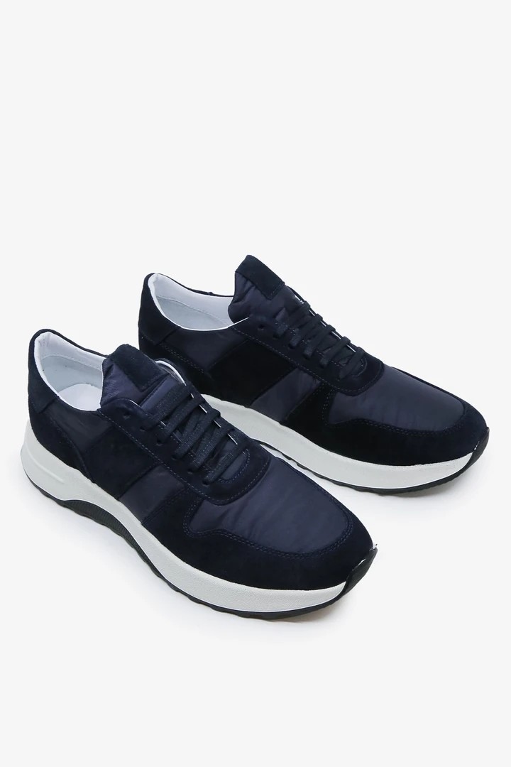 Swain Erkek Lacivert Hakiki Deri Sneaker