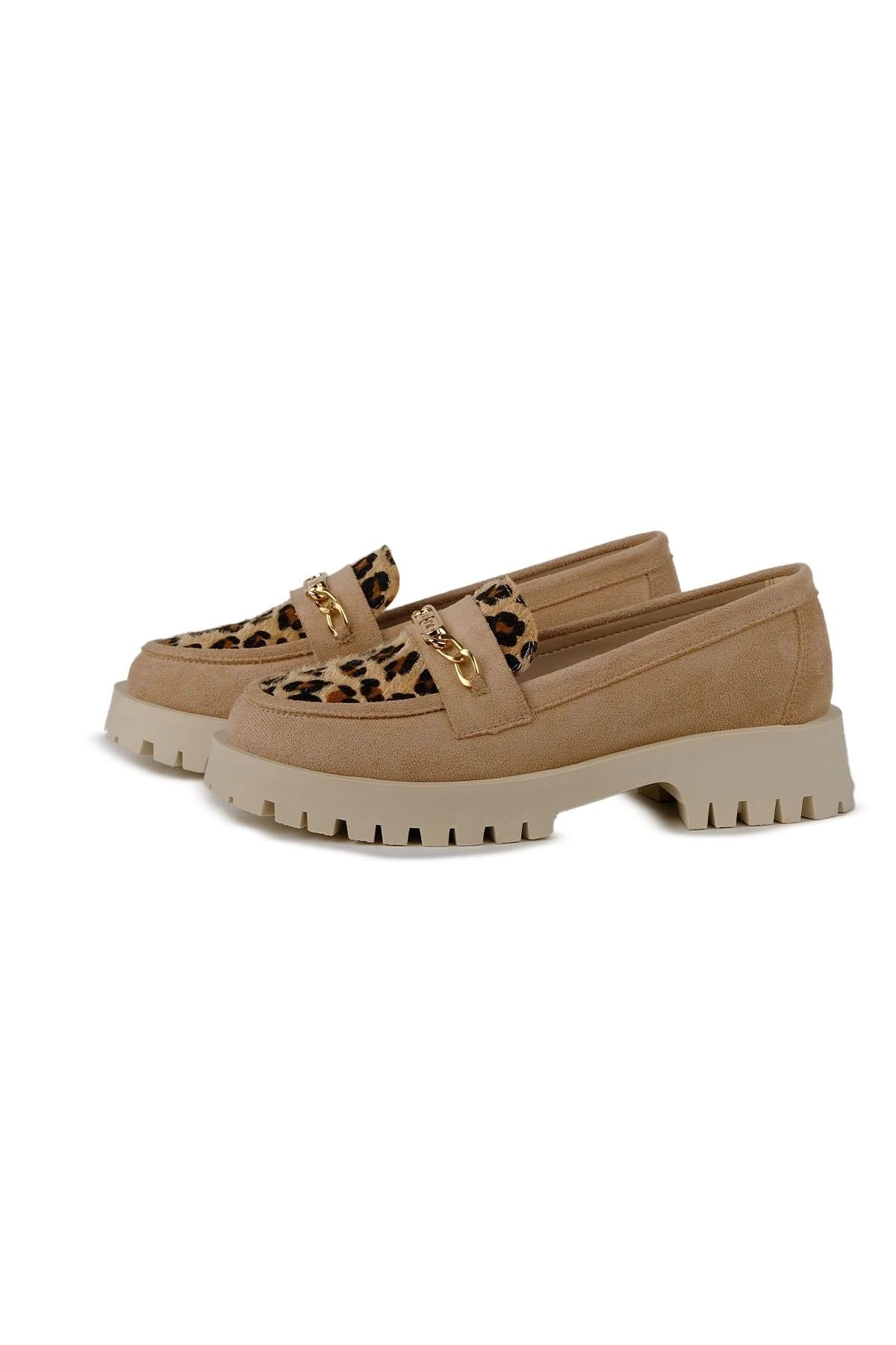Brenda Bej Leopar Desenli Loafer