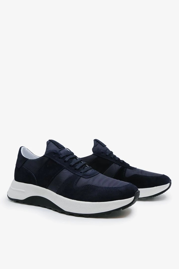 Swain Erkek Lacivert Hakiki Deri Sneaker