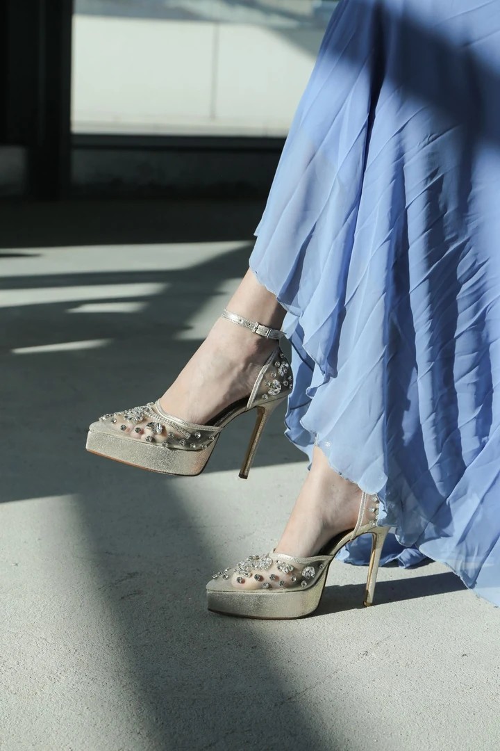 Flora Dore Taş Detaylı Platform Topuklu Ayakkabı