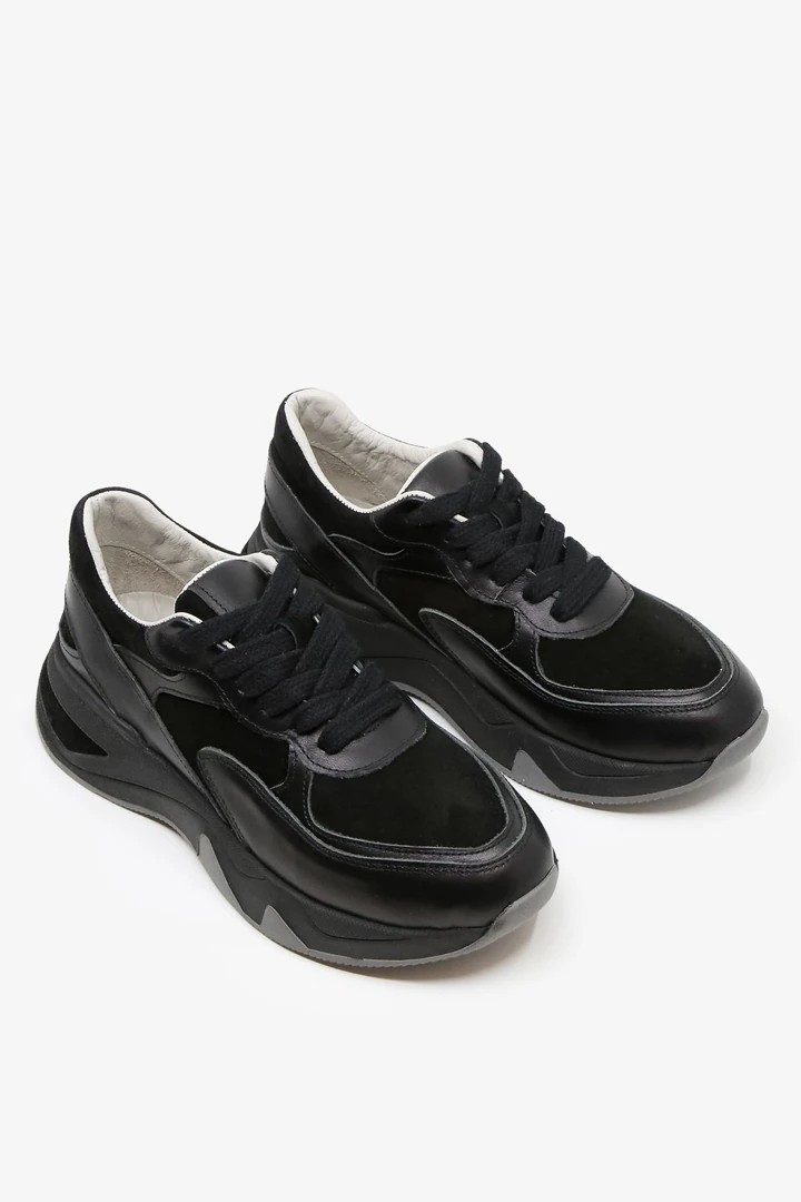 114 Hakiki Deri Kadın Sneaker Siyah