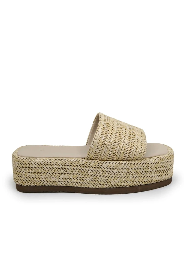 Elvina Hasır Dolgu Topuklu Terlik