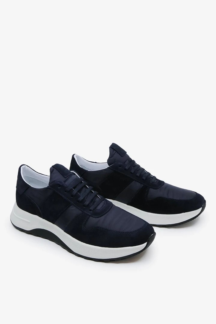 Swain Erkek Lacivert Hakiki Deri Sneaker