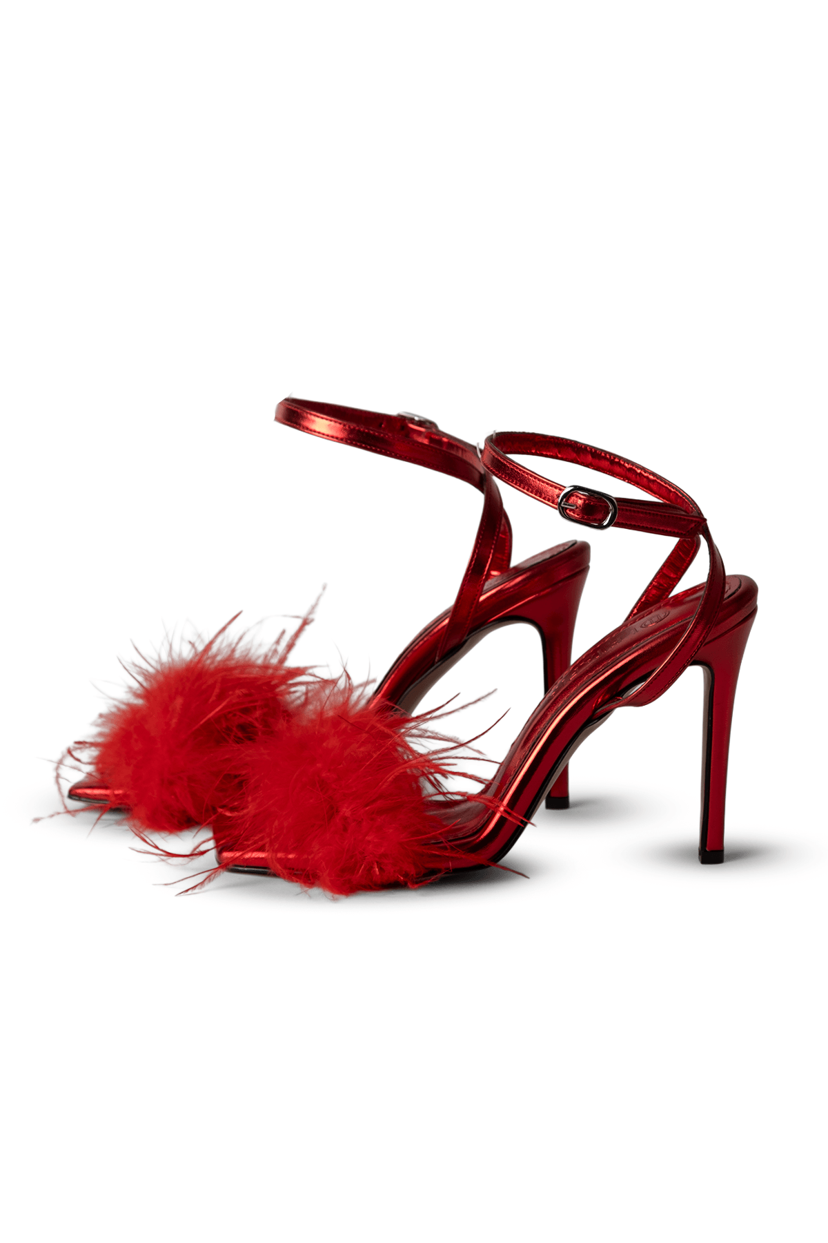 Diva Tüylü Stiletto Kırmızı