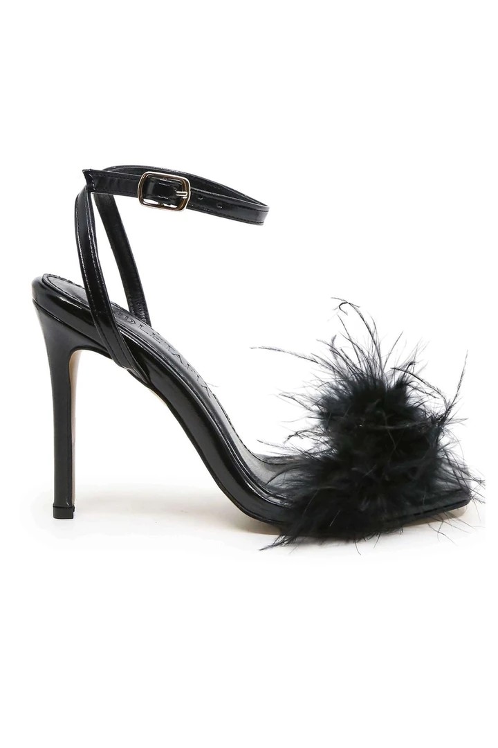 Diva Tüylü Stiletto Siyah