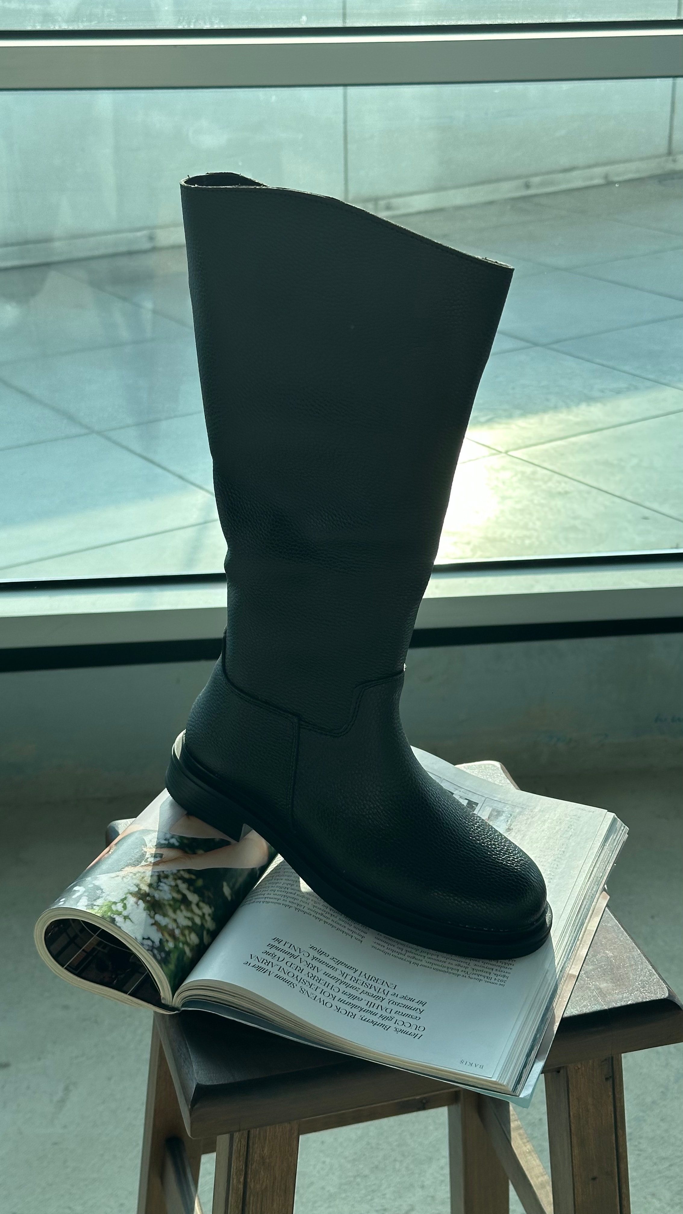 Clara Suni Deri Fermuarlı Çizme - si̇yah