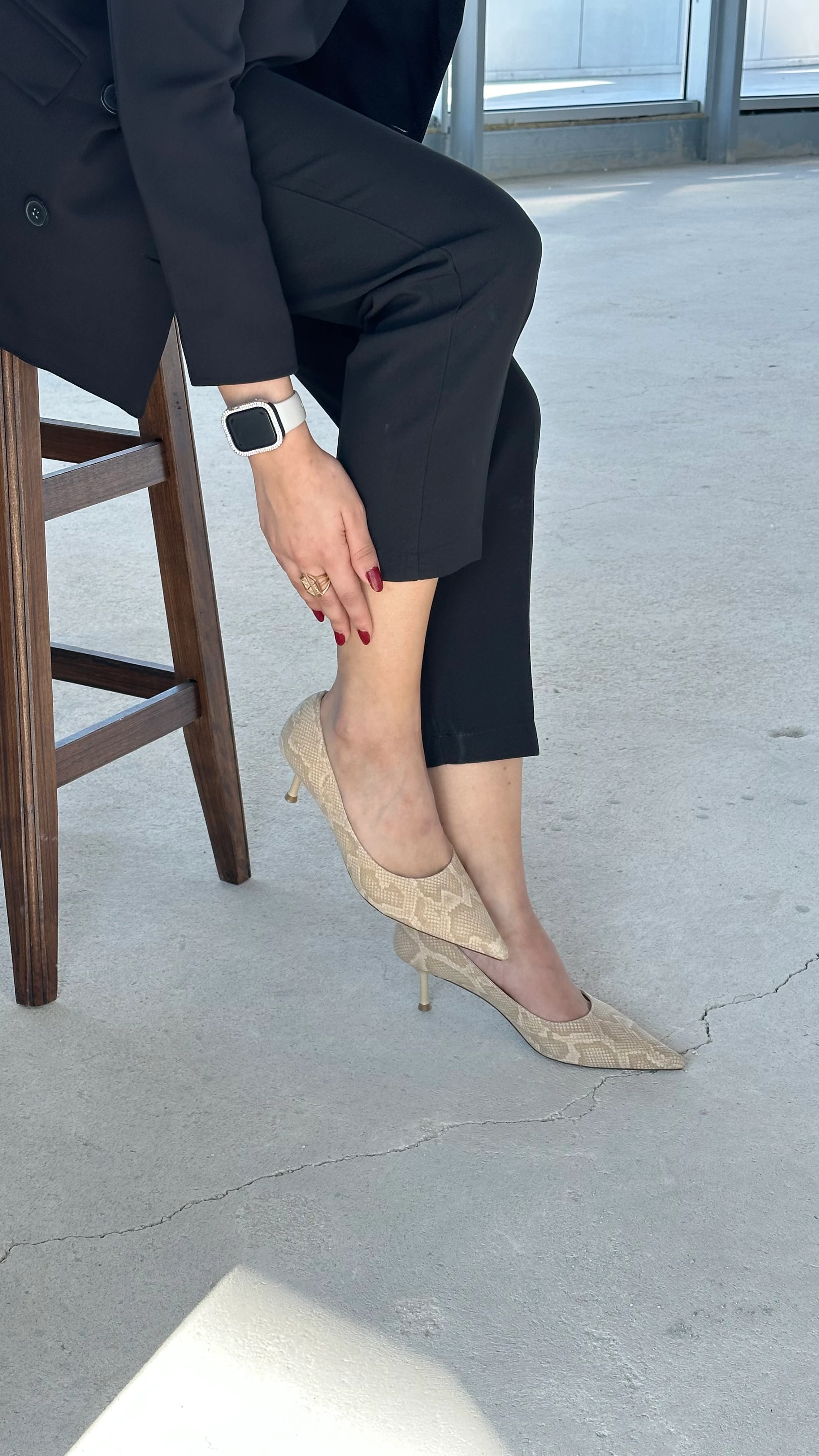 Tanya Süet Kısa Topuklu Ayakkabı