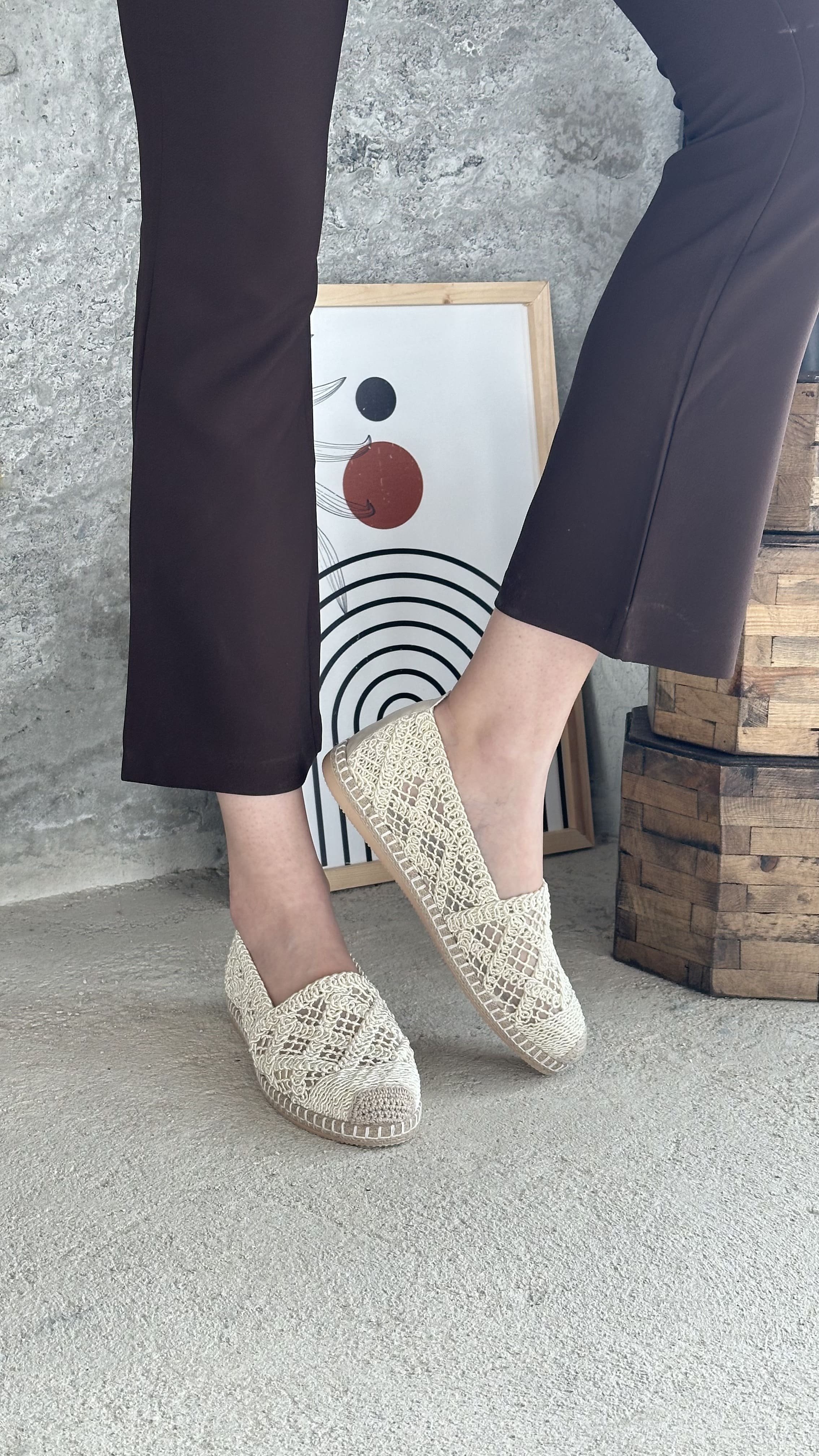 Mayfair Bej Dantel Detaylı Espadril