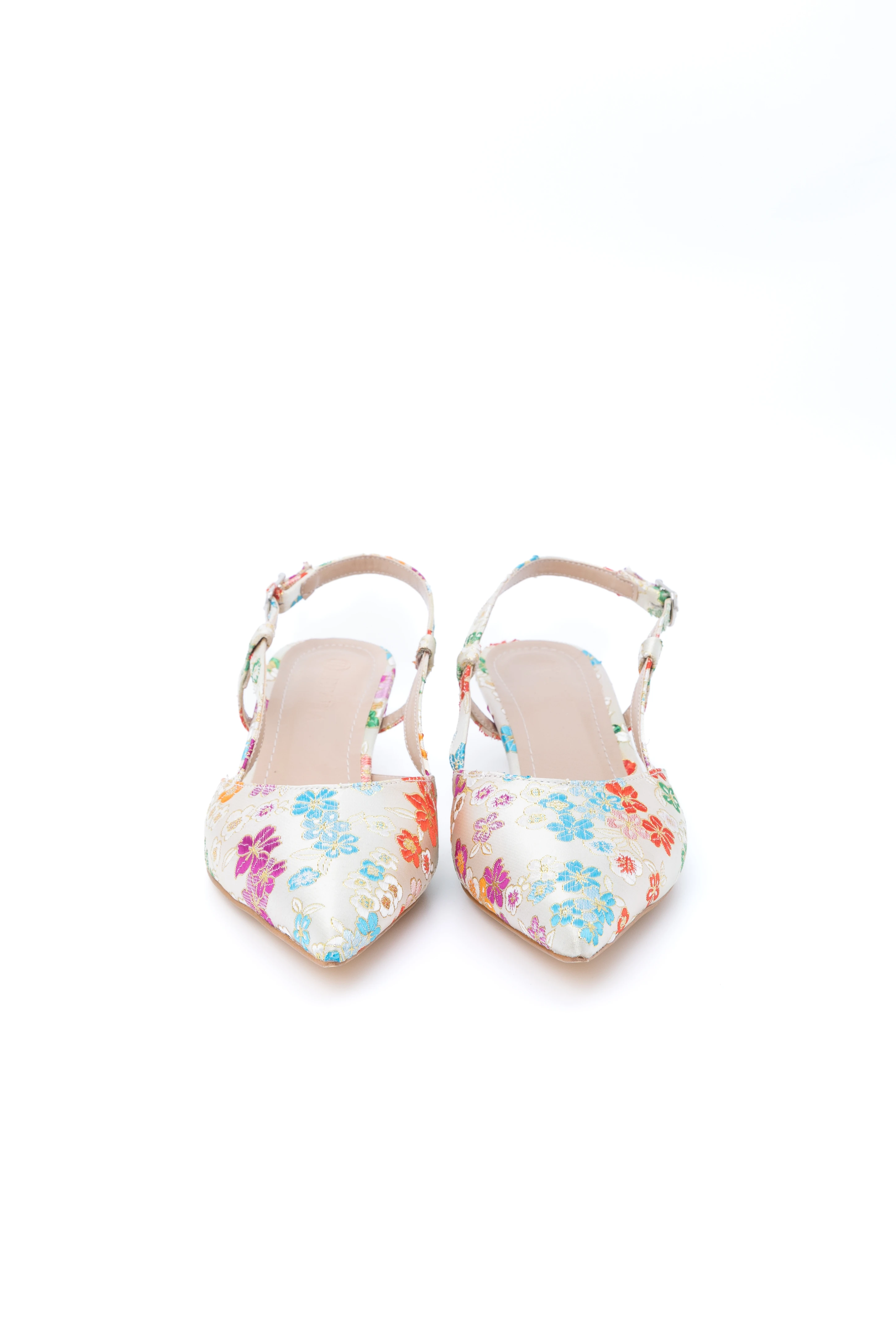 Oliva Çiçek Desenli Kısa Topuklu Ayakkbı