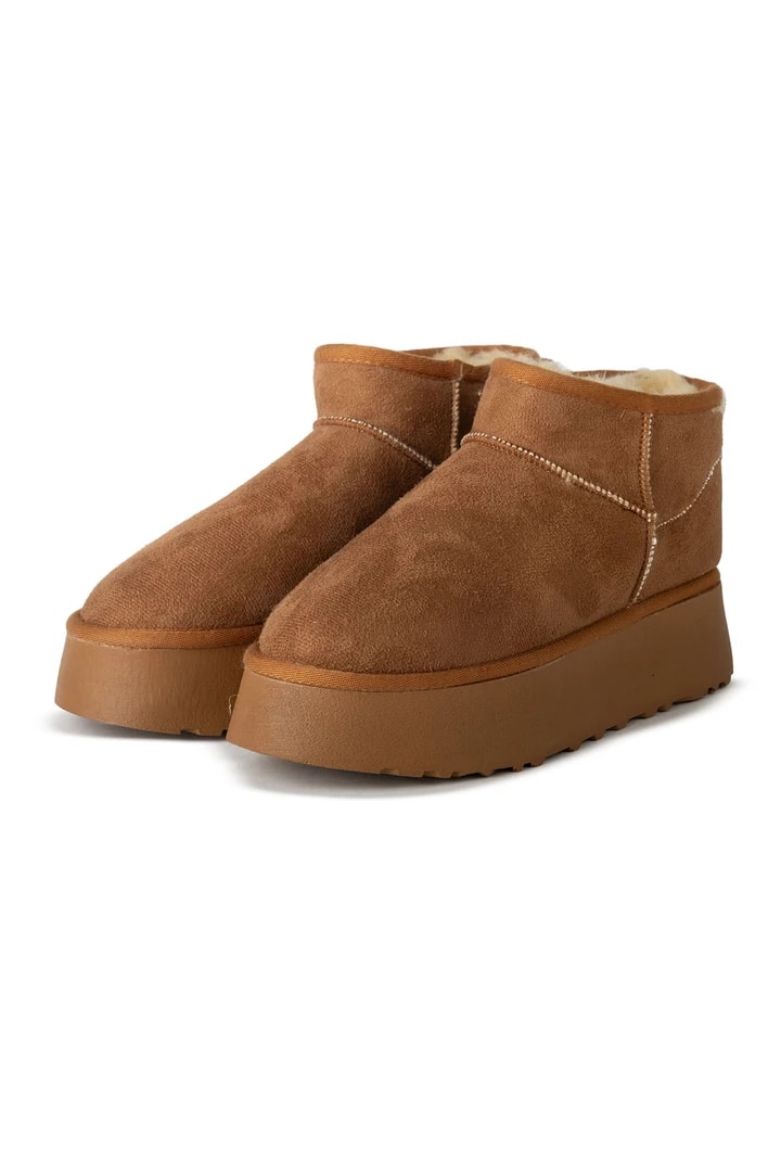 Leo Kahverengi Süet İçi Kürklü Kalın Taban Kadın Bot - Taba