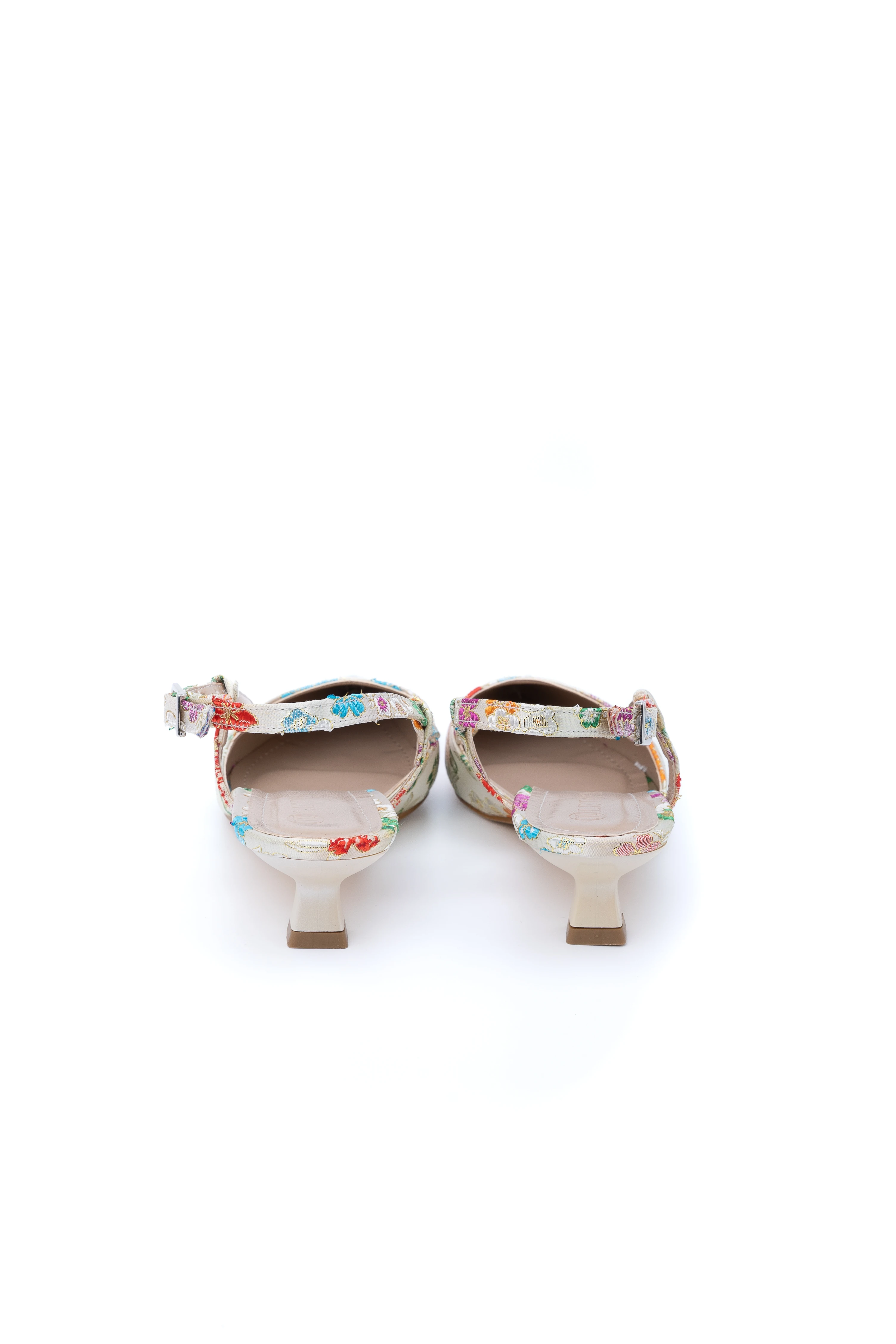 Oliva Çiçek Desenli Kısa Topuklu Ayakkbı