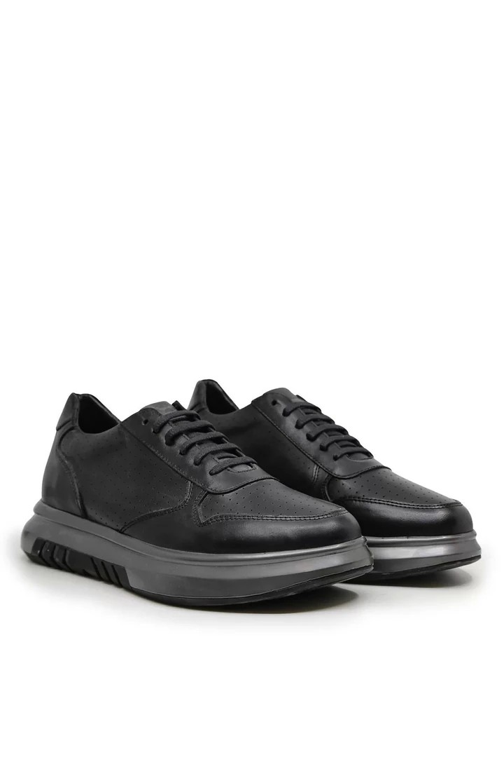 132 İçi Dışı Hakiki Deri Erkek Sneaker Siyah