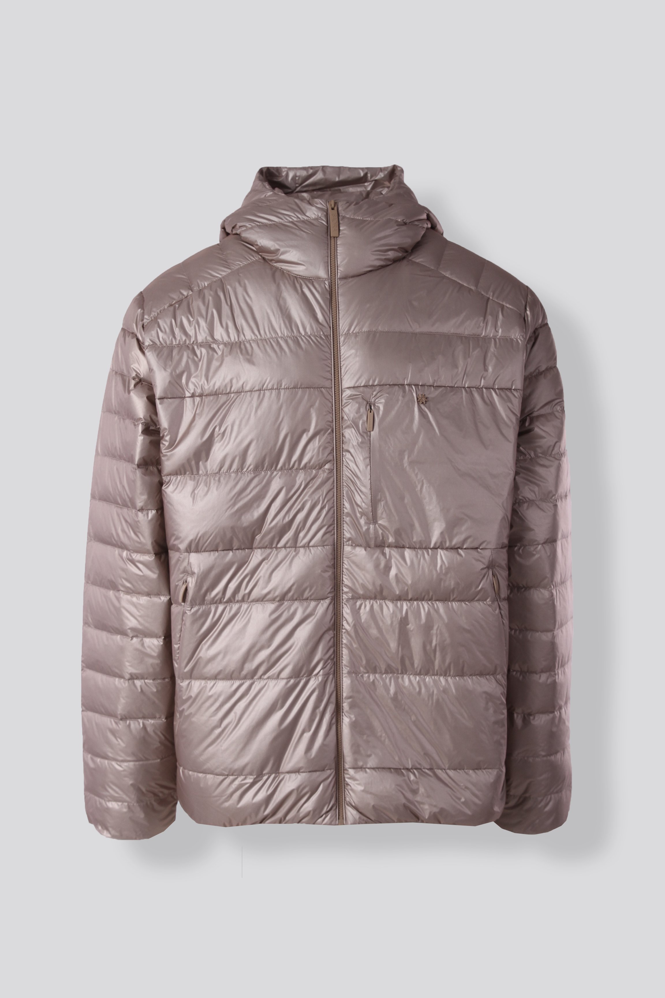 HOODED BOLD DOWN JACKET - BEIGE