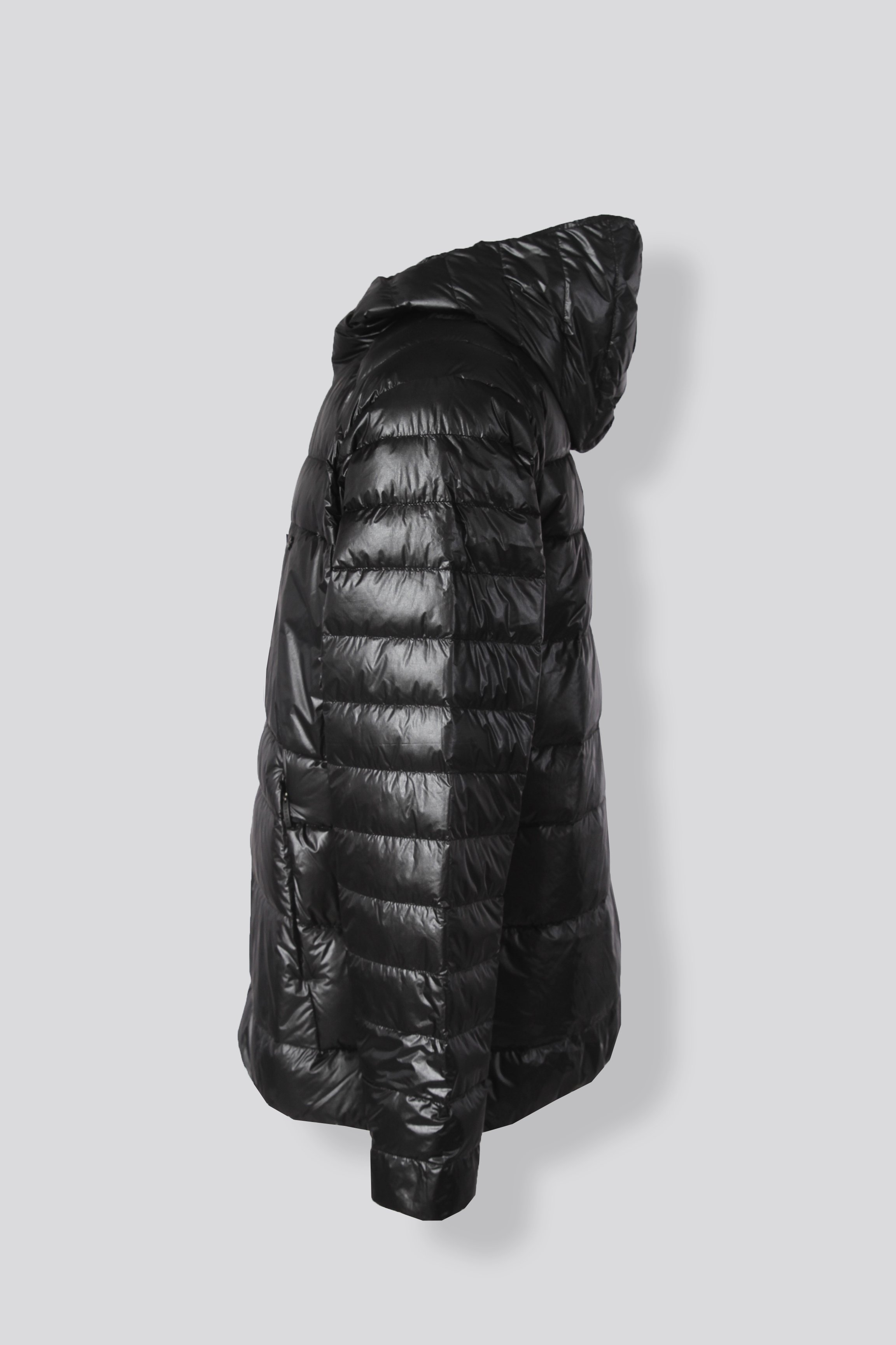 HOODED BOLD DOWN JACKET - BLACK ONYX