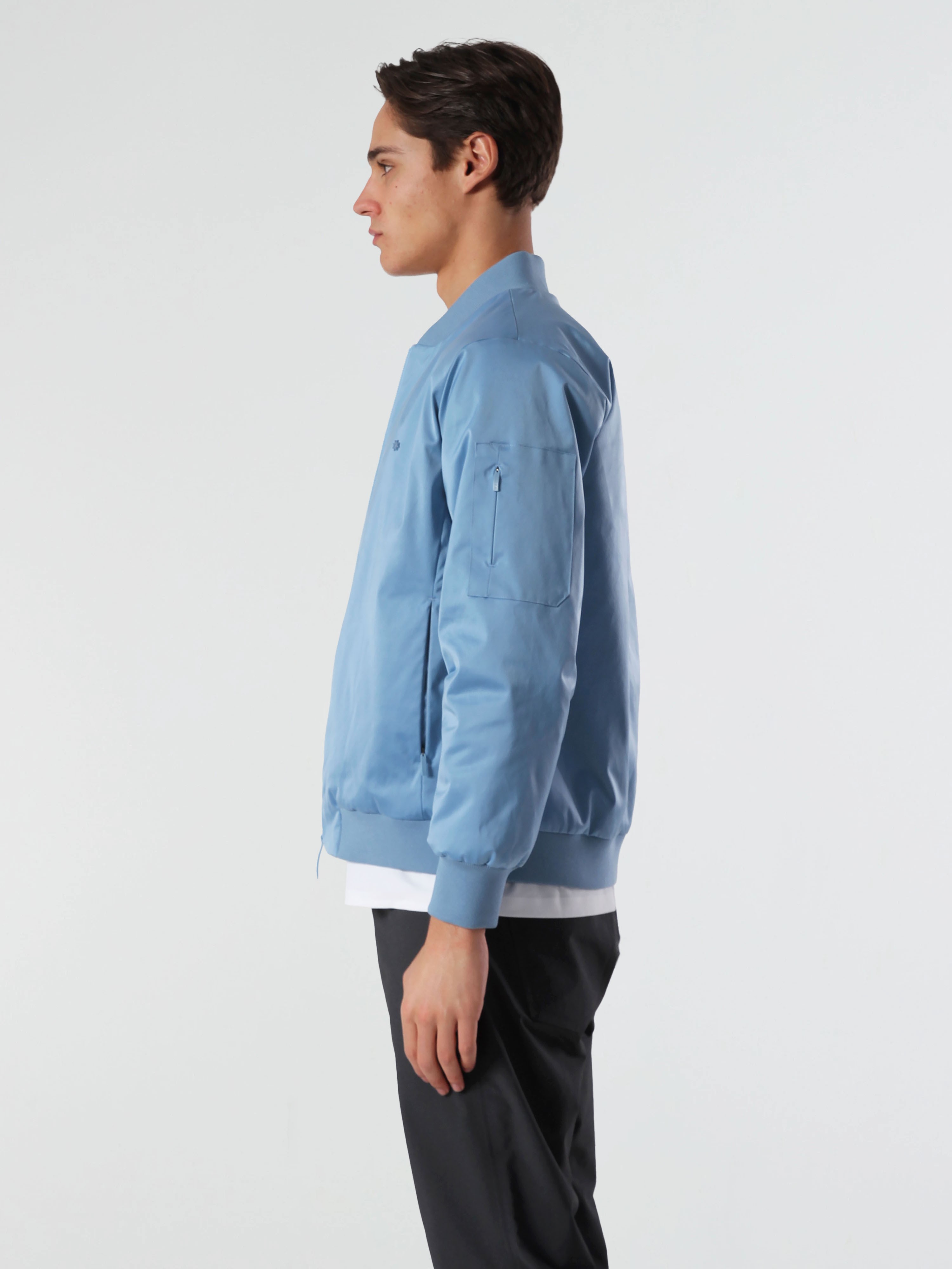 SATIN BOMBER - AZURE BLUE