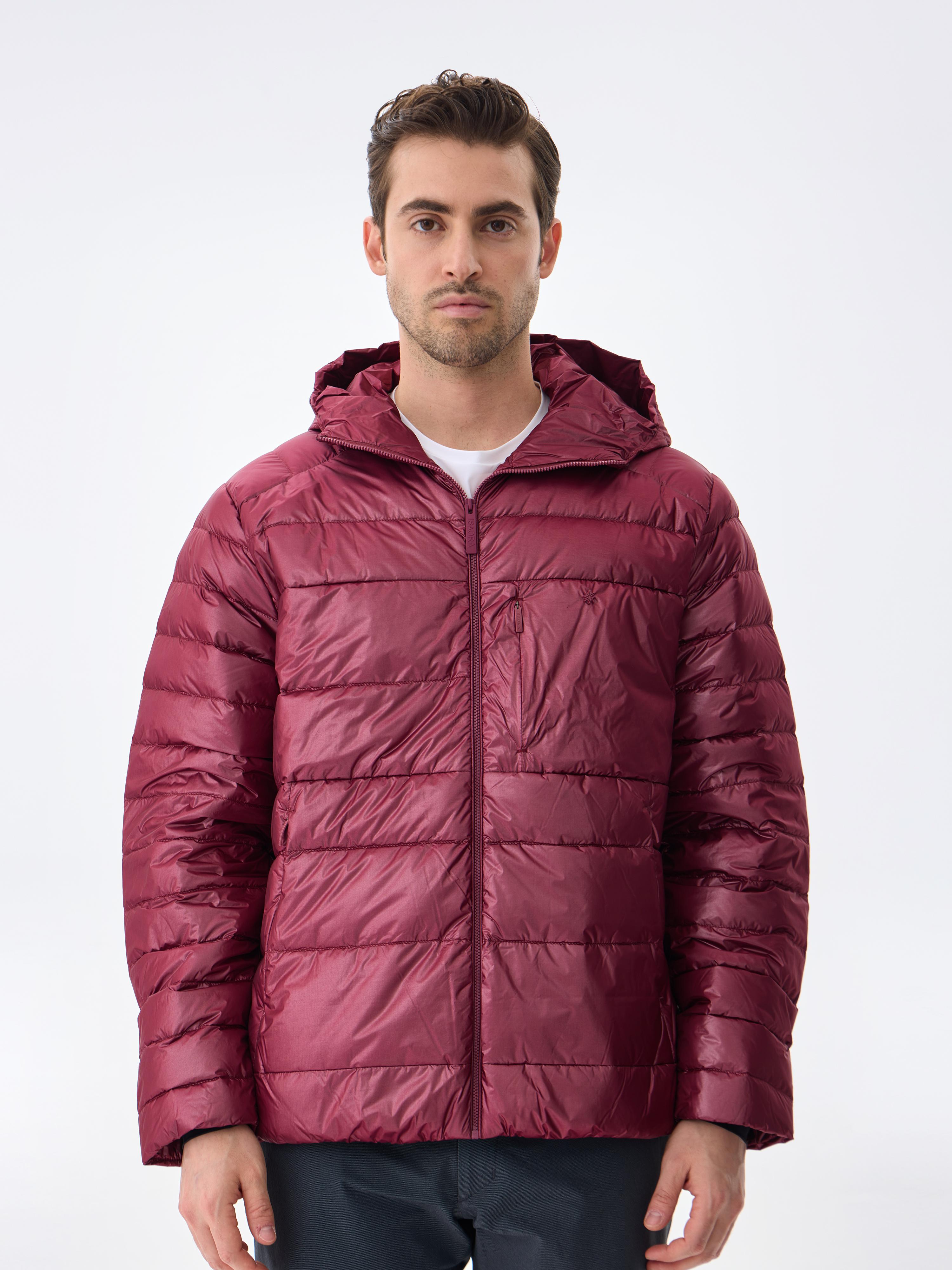 HOODED BOLD DOWN JACKET - BORDEAUX
