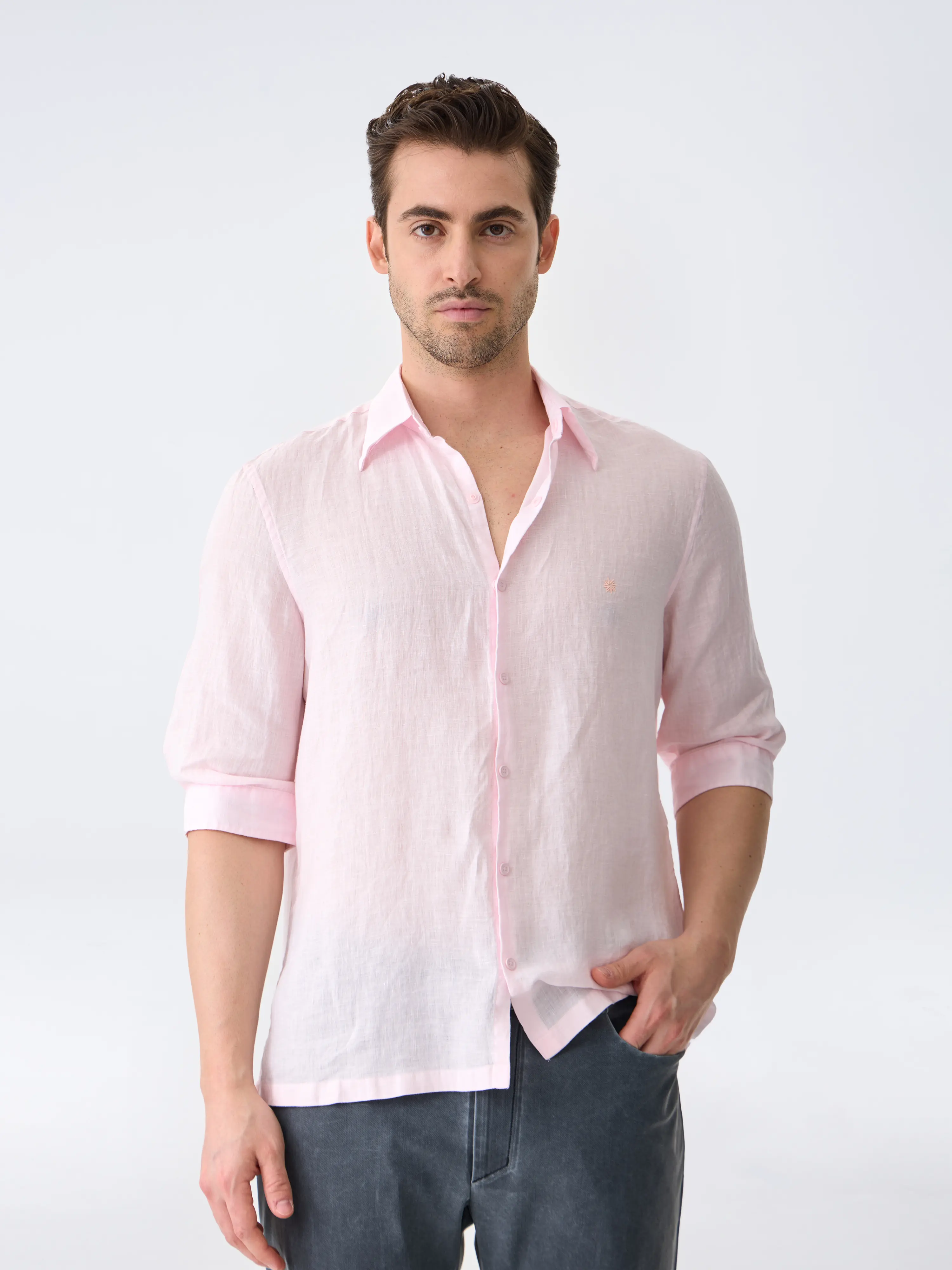 THE LINEN SHIRT 3/4 - PINK SALT