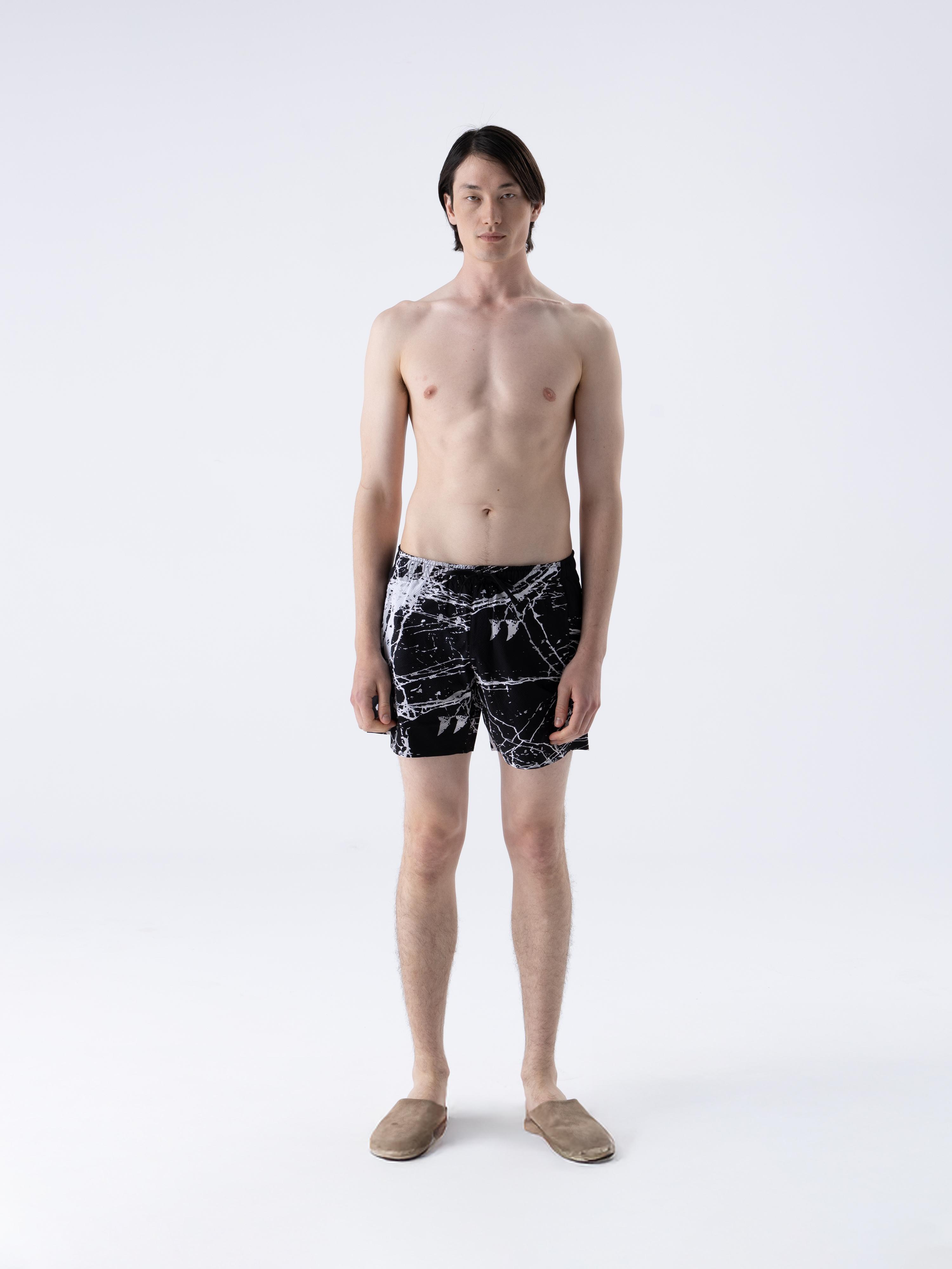MARBLE PRINT SWIM TRUNK 